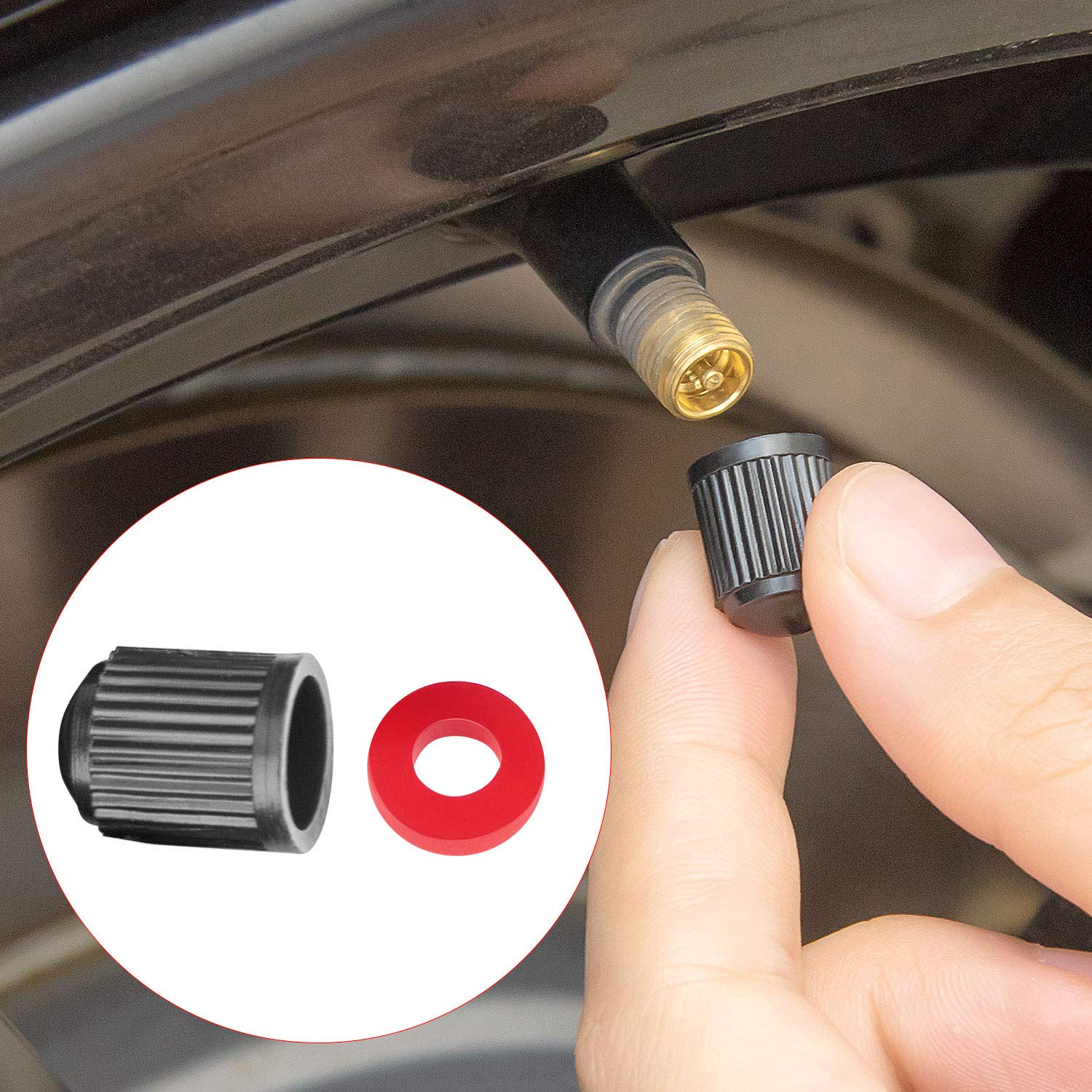 Tire Valve Stem Caps (150 Pack) Black With Sealing Ring, General For Car, Motorcycles, Bicycles And Trolleys
