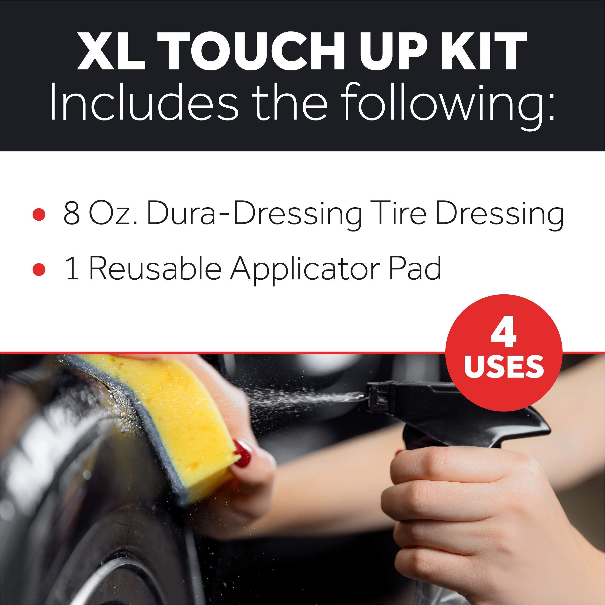 DURA-COATING TECHNOLOGY Dura-Dressing Re-Load Tire Dressing Kit, 8 oz Bottle - Made in USA for a Brilliant Shine