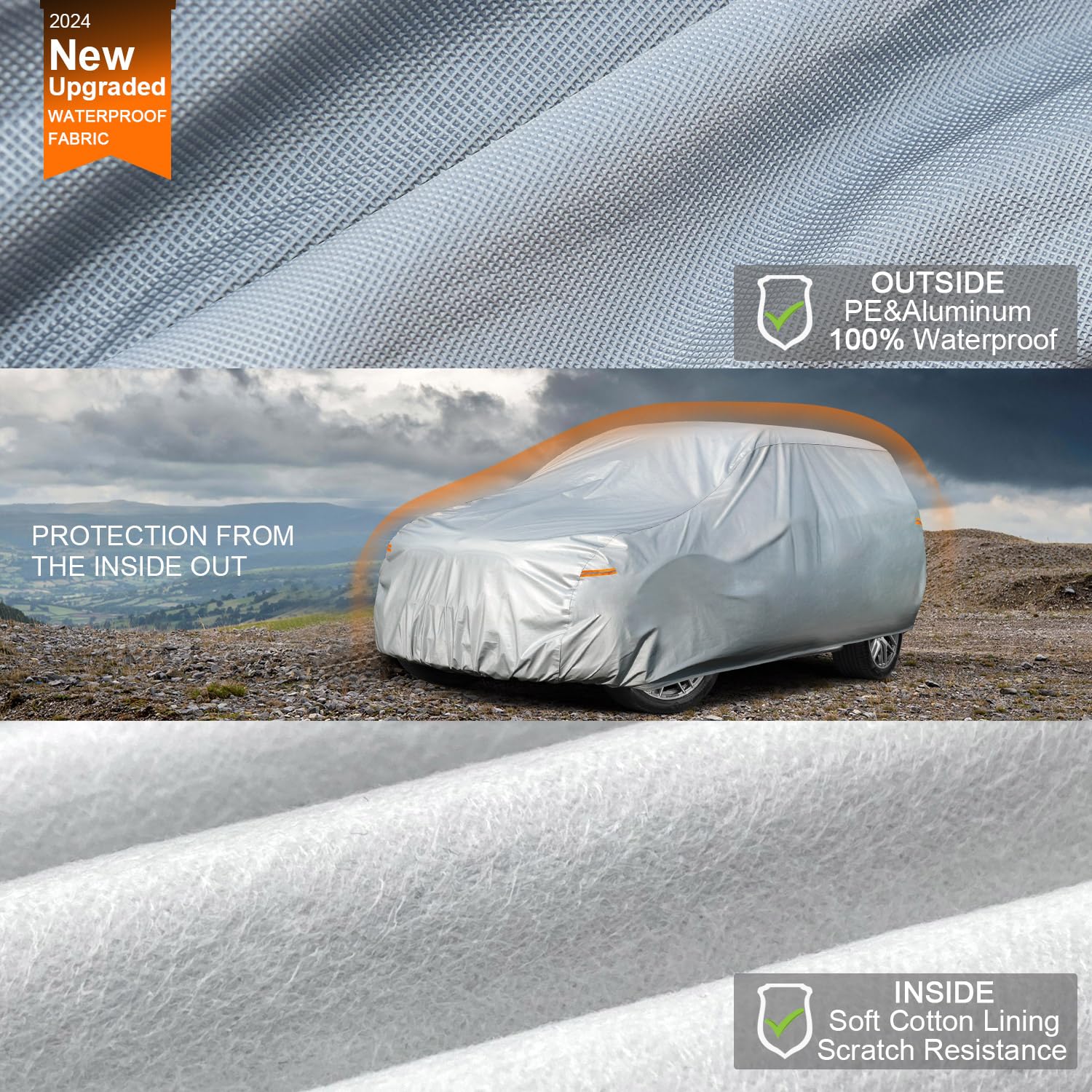 Kayme Large Suv Car Cover Waterproof All Weather, Outdoor Full Size Suv Cover Rain Sun Uv Protection, Universal Fit Chevrolet Ch
