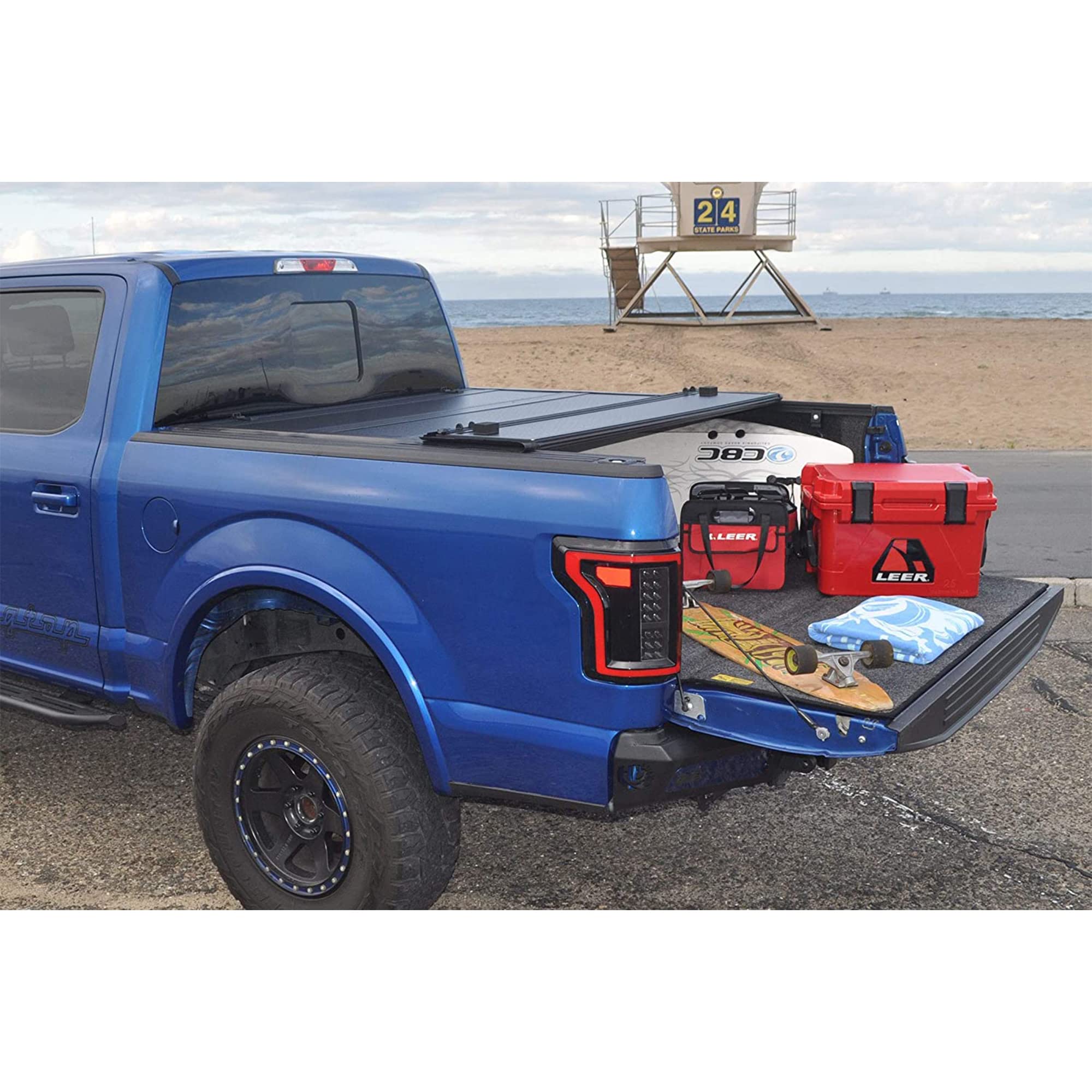 Leer Hf650M Quad-Folding Truck Bed Tonneau Cover, Fits Toyota Tacoma With Track System, Years 2016-2023, 5'2 Truck Bed, Black