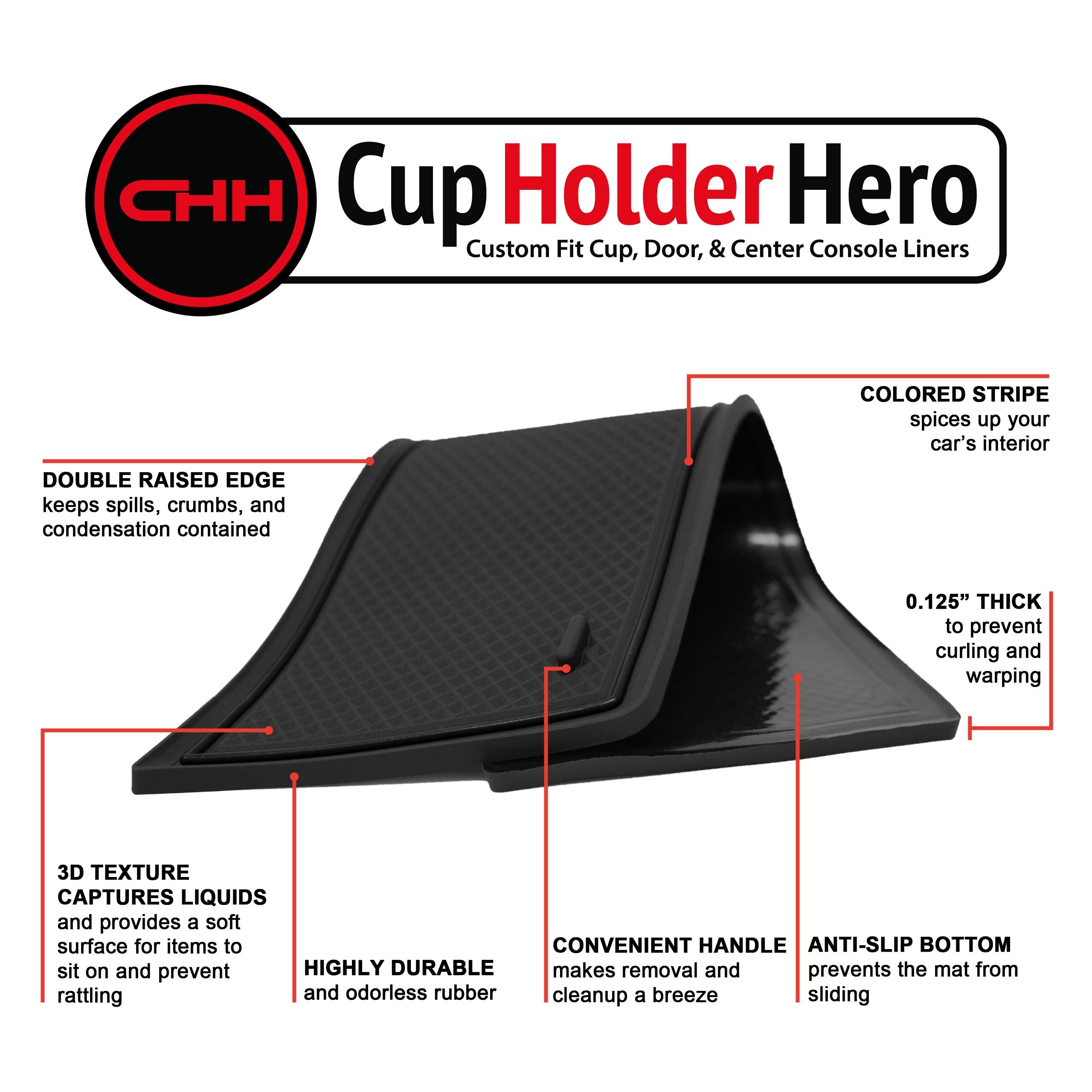 CupHolderHero Fits Toyota 4Runner 2010-2024 Accessories - Custom Non-Slip Anti-Dust Cup Holder Inserts, Center Console Liners, D