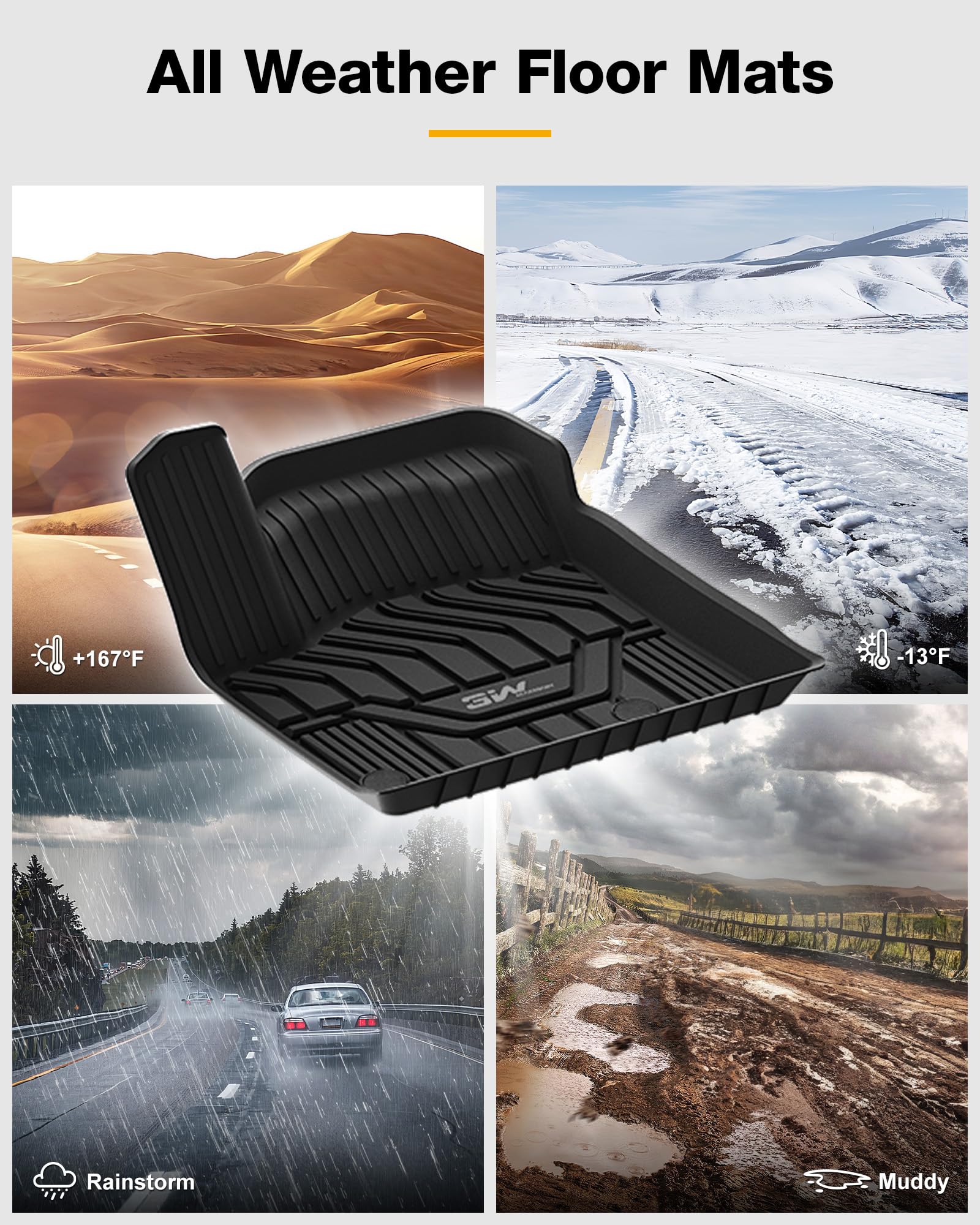 3W Floor Mats & Cargo Mats For 2021-2023 Nissan Rogue, Custom Fit Tpe All Weather Floor Liner Full Set 1St And 2Nd Row Car Mats