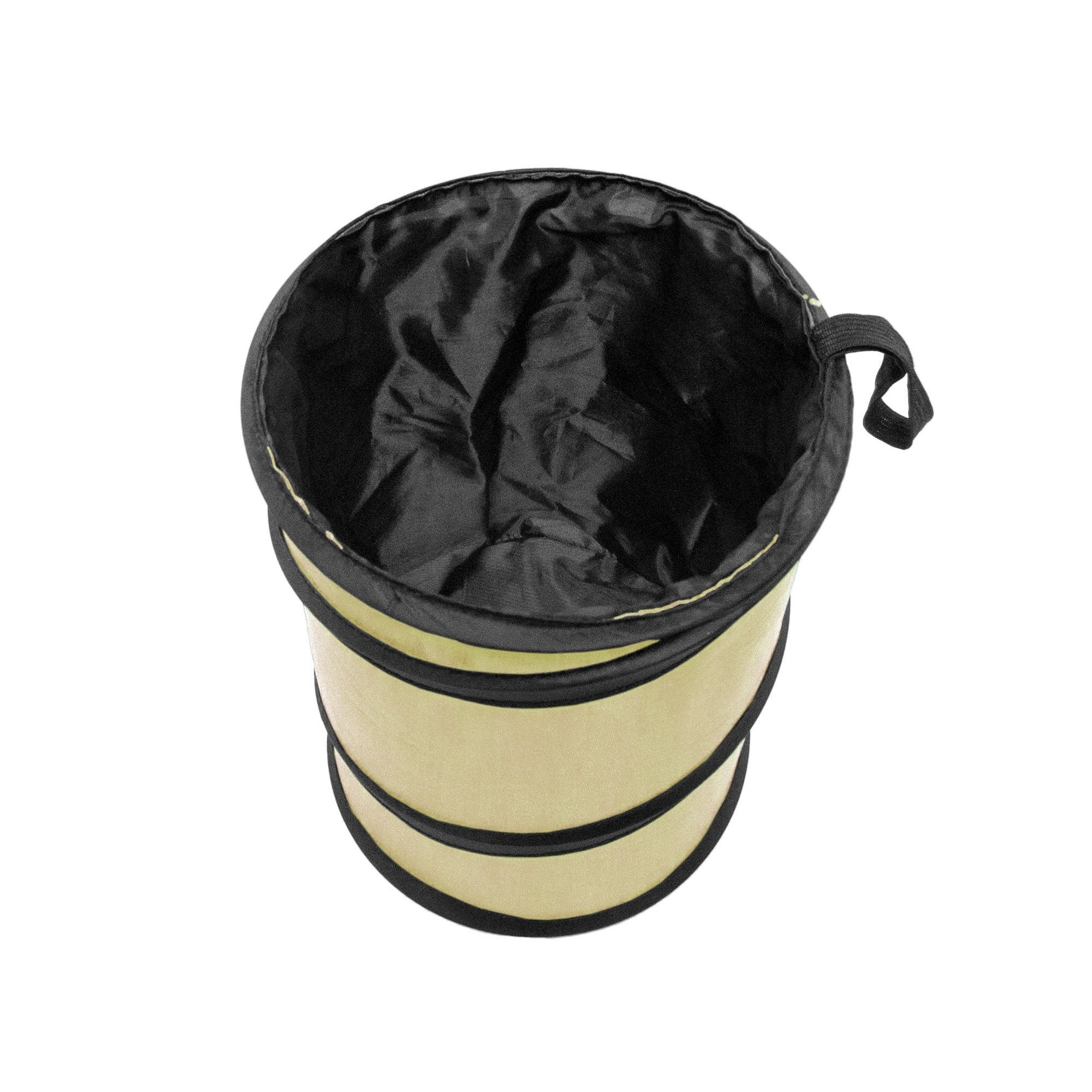 Fh Group Automotive Waterproof Portable Collapsible Small Trash Can Garbage Container Fits Most Cars,Waterproof,Polyethylene, Suvs, And Trucks Beige