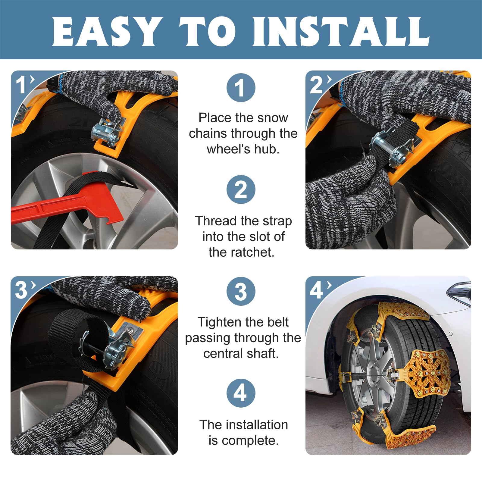 Tpu Snow Chains For Cars, Antislip Wheel Chains For Winter Car Security, 10 Packs For 215Mm-285Mm Tires