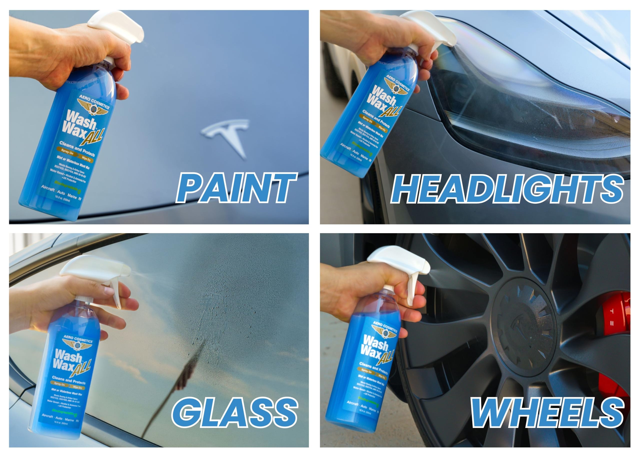 Wet Or Waterless Car Wash Wax Kit 32 Fl. Oz, Uv Protection. Cleans, Protects, And Shines. Aircraft Quality Just Spray On And Wip