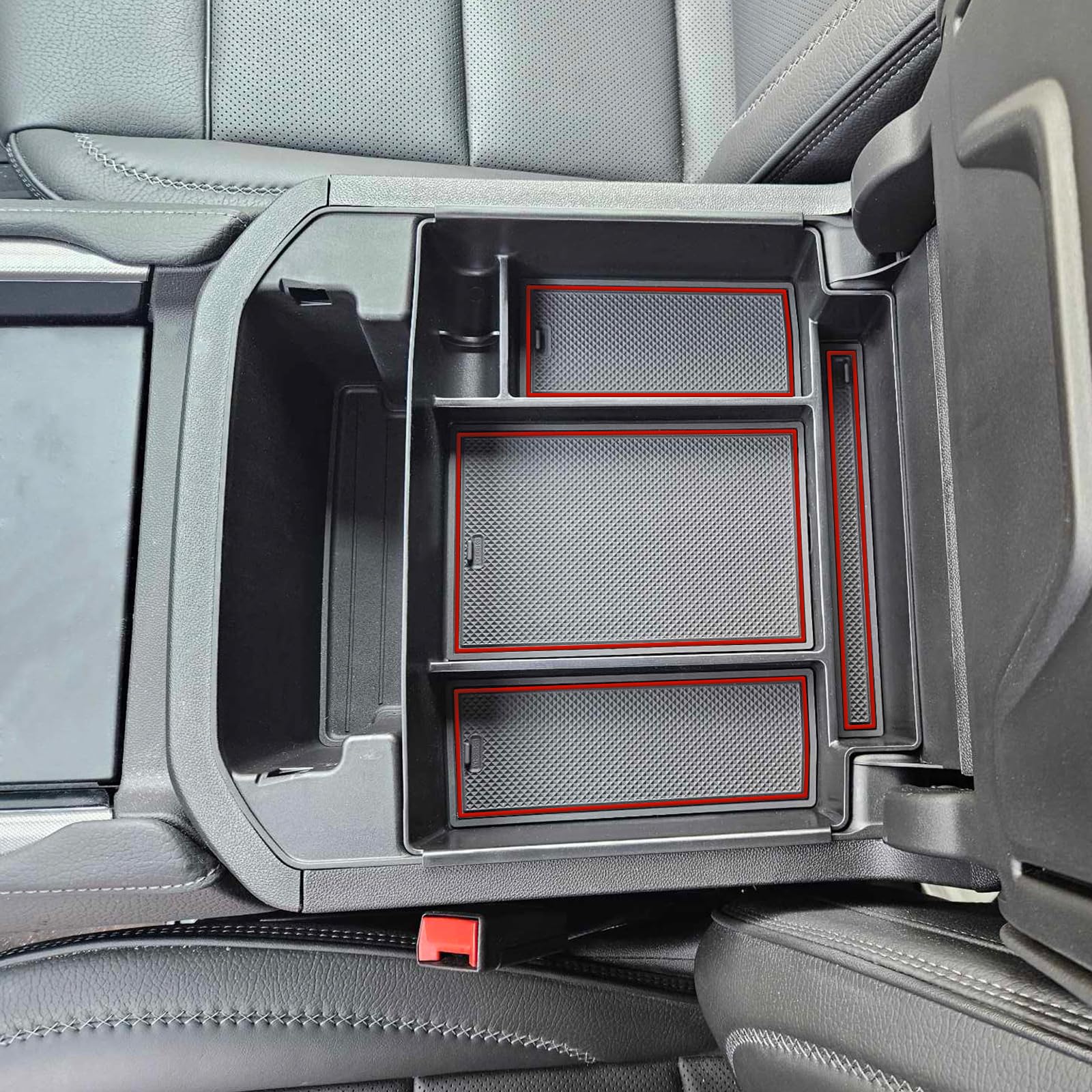 Topinstall Red Power-Sliding Console Tray Compatible With 2021-2025 Chevy Tahoe/Suburban/Gmc Yukon Accessories, Full-Size Armres