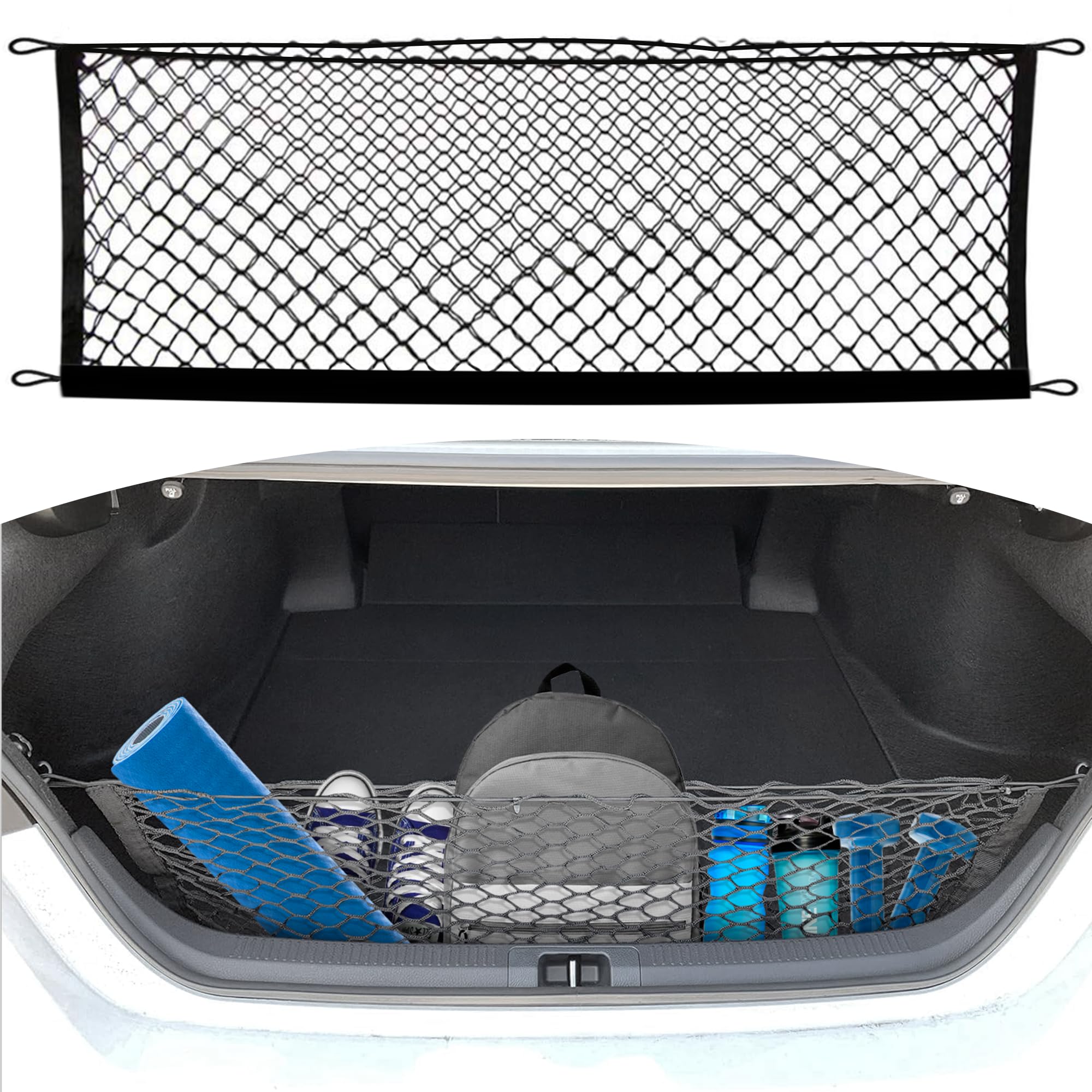 Trunk Envelope Style Mesh Cargo Net For Toyota Camry 2018-2022- Car Accessories - Premium Trunk Organizer And Storage - Cargo Net For Sedan - Vehicle Carrier Organizer For Toyota Camry