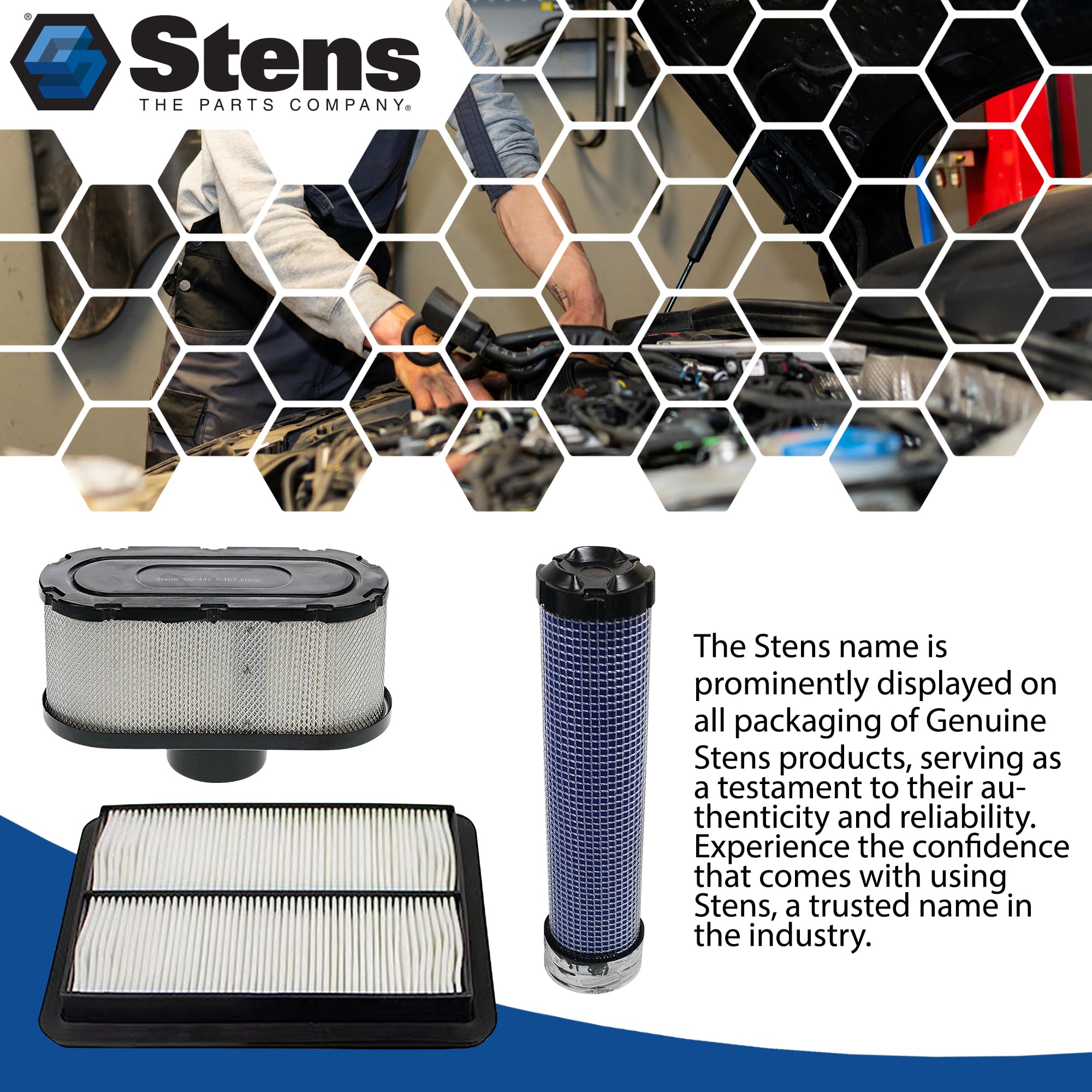 Stens Air Filter 102-442 Compatible with Kawasaki FR651V, FR691V, FR730V, FS481V-FS691V, FS730V and FX600V 11013-0726, 11013-075