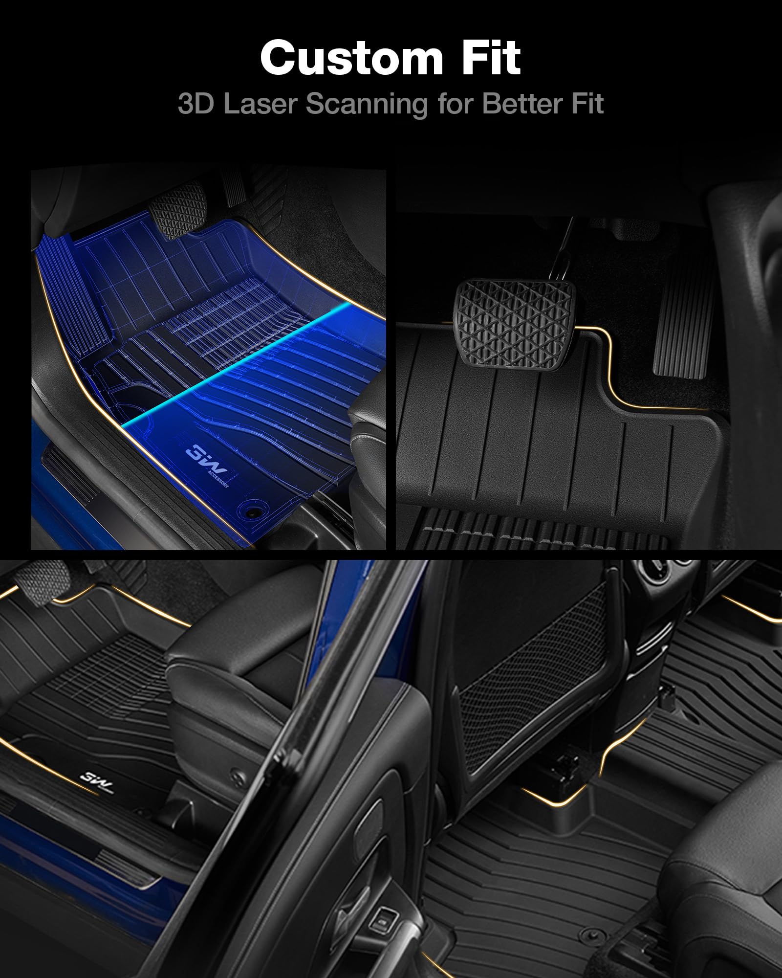 3W Floor Mats Compatible For Mercedez Benz Glb 2020-2025 Tpe All Weather Custom Fit Floor Liner For Mercedez Benz Glb 1St & 2Nd