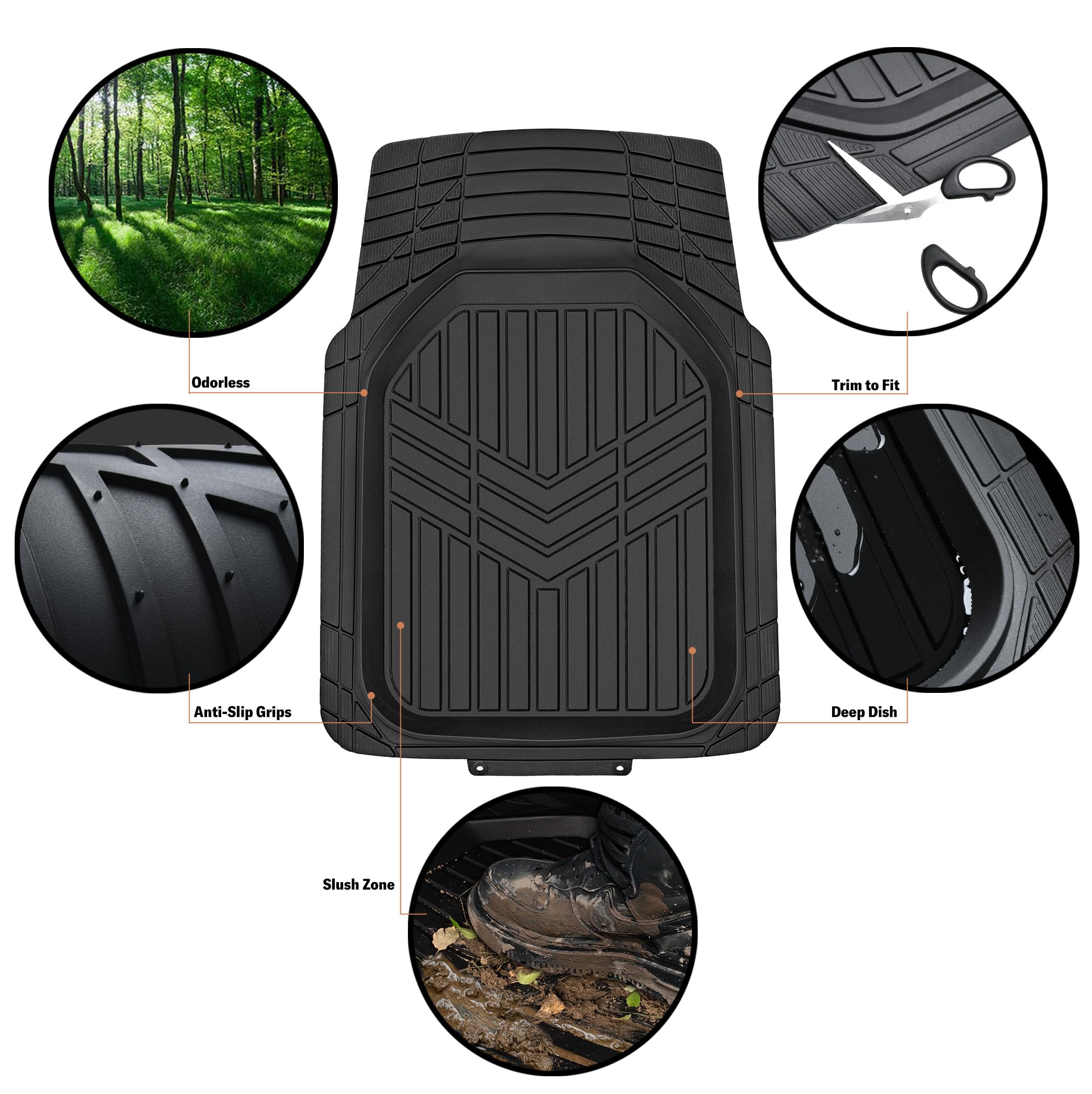 Amazon Basics Heavy Duty PVC Floor Mats, Waterproof Cargo Liner, Black, Model 812032627