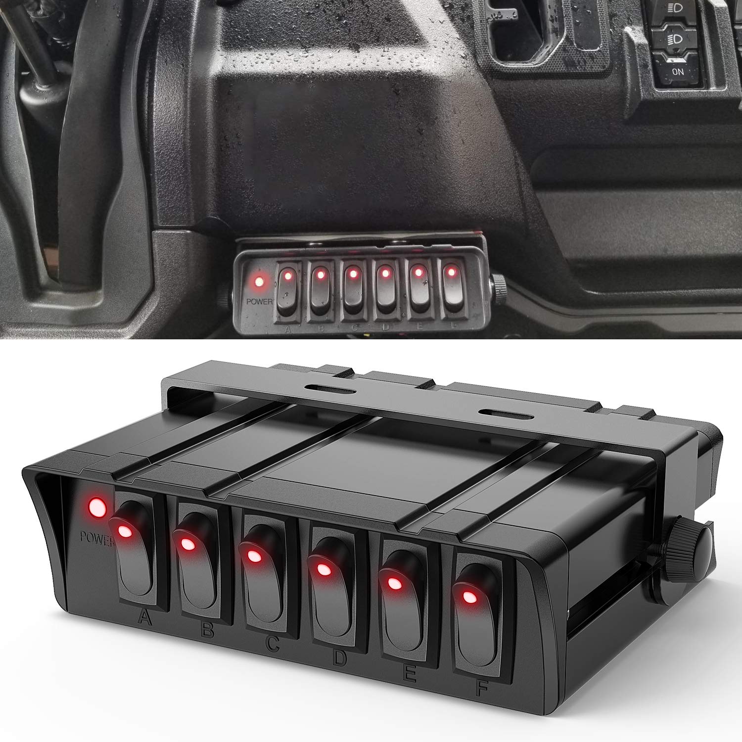 Nilight - 6 Gang Rocker Switch Box SPST Toggle Switch Panel 12V 24V 20A Switch Panel 60Amp Max for Automotive Cars Vehicles Boat