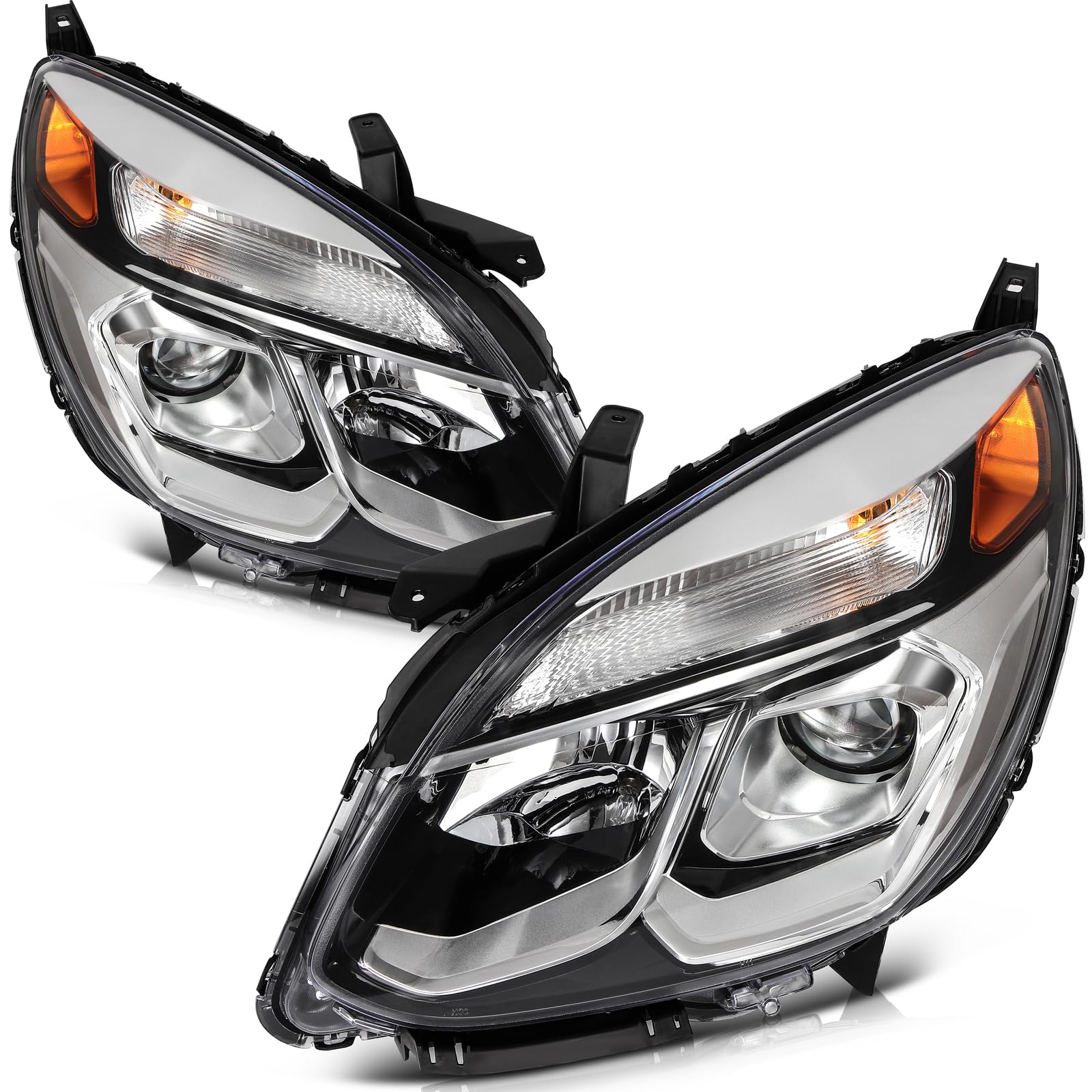 LBRST Headlight Assembly Fit 2016-2017 for Equinox Driver & Passenger Side Headlight Black Housing Amber Reflector GM2502424