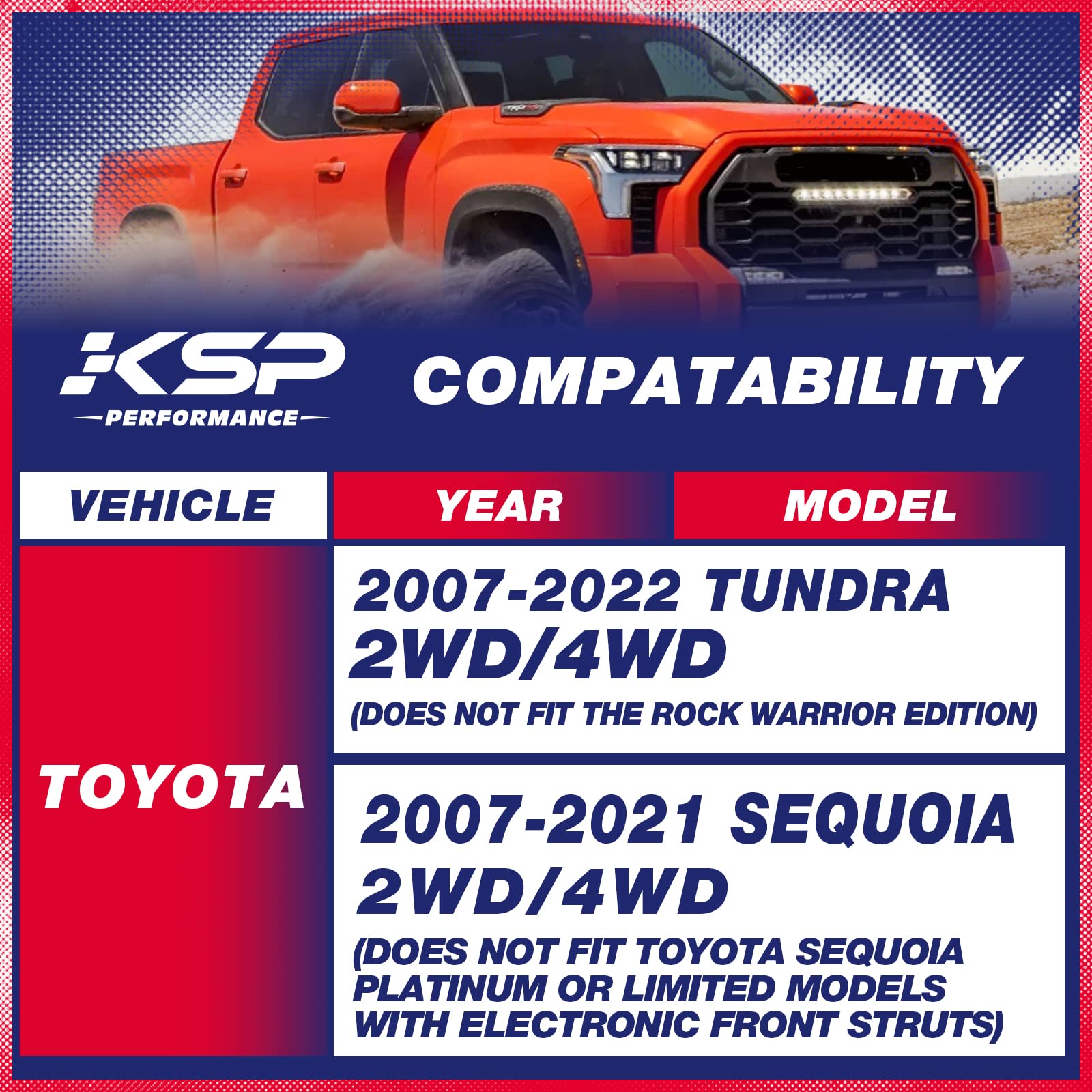 Ksp Lift Kit Front 2'' Aircraft Billet Strut Spacers Leveling Lift Kit Fit For Tundra 2Wd 2X2 4Wd 4X4 2007-2022