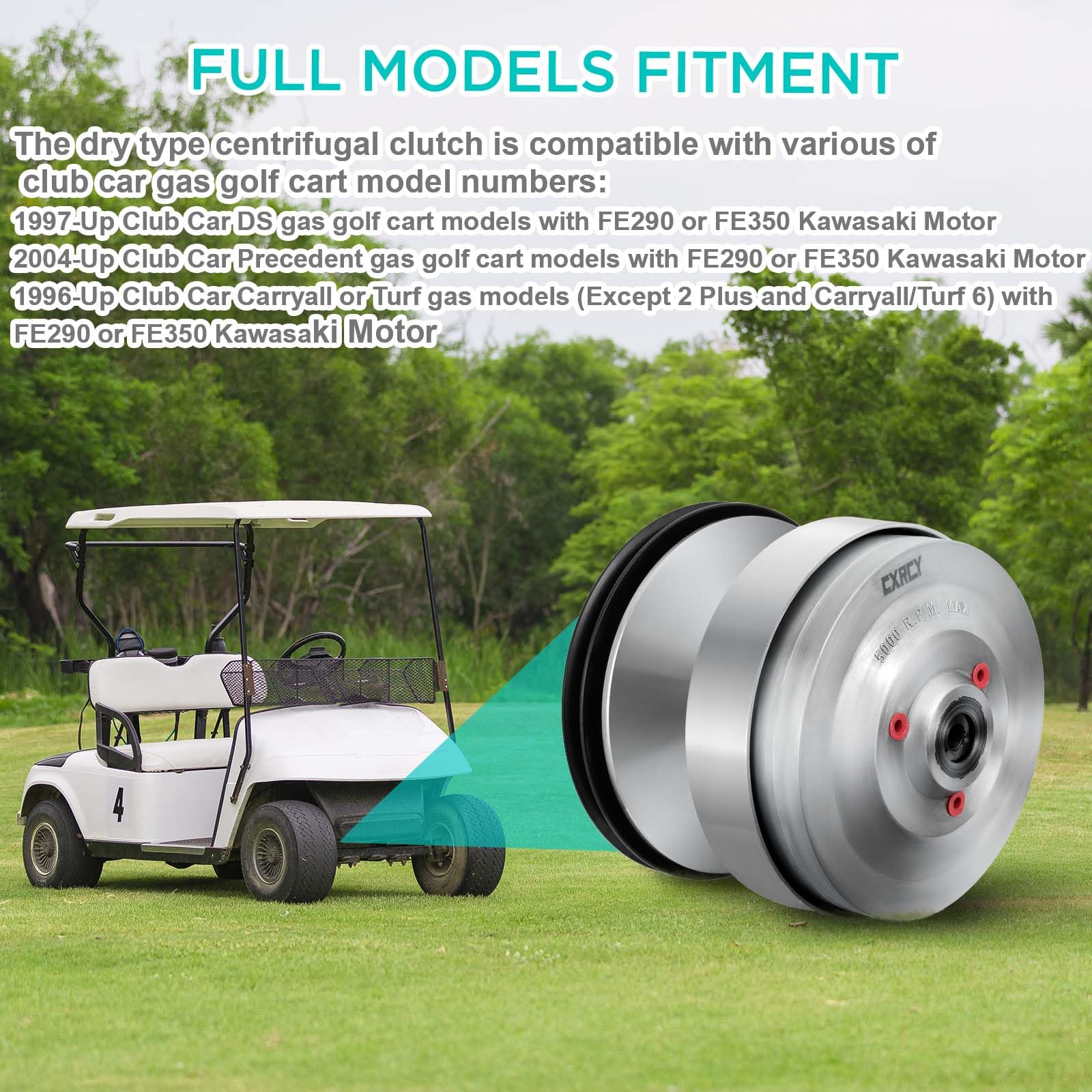 CXRCY Club Car Gas Golf Cart Drive Clutch DS Precedent Primary Clutch Dry Centrifugal Clutch Compatible With Max 5000 R.P.M Repl