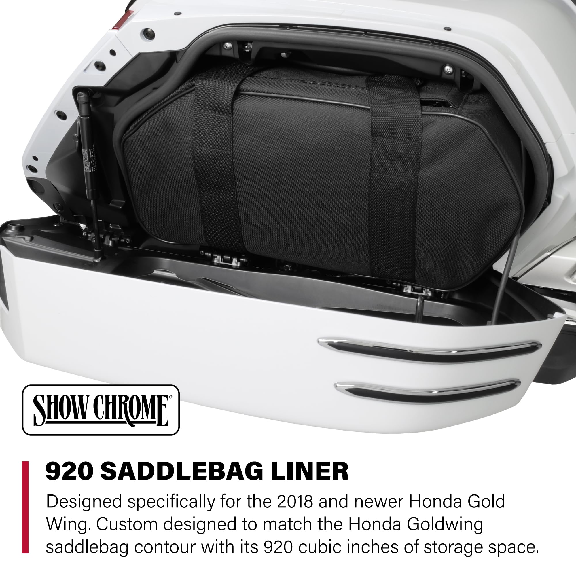 Hopnel Custom Fit Motorcycle Saddlebag Liner for Honda GL1800 2018+ - 920 Cubic Inch Double Zipper Bag with Reinforced Carry Han