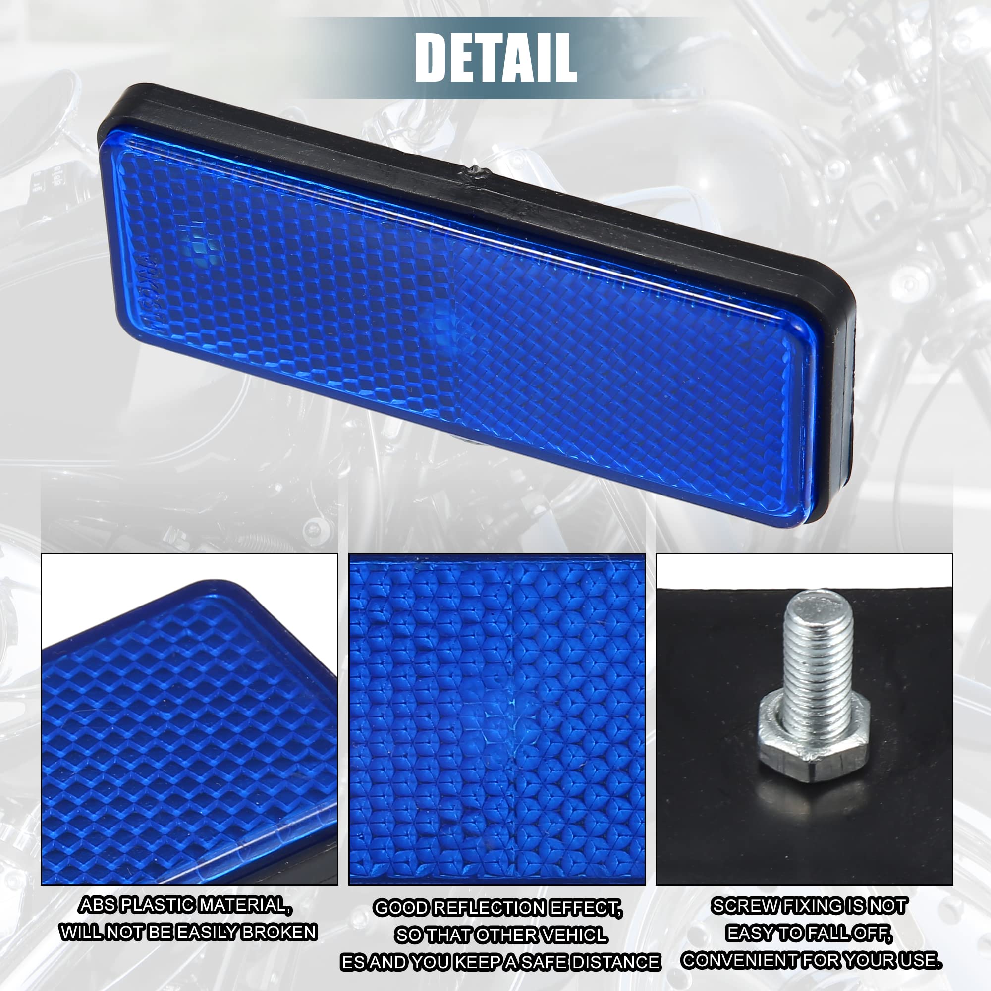 X Autohaux 2 Pcs Universal Rectangle Shape Reflector For Motorcycle Garbage Cans Car Trailer Truck And Bike Blue