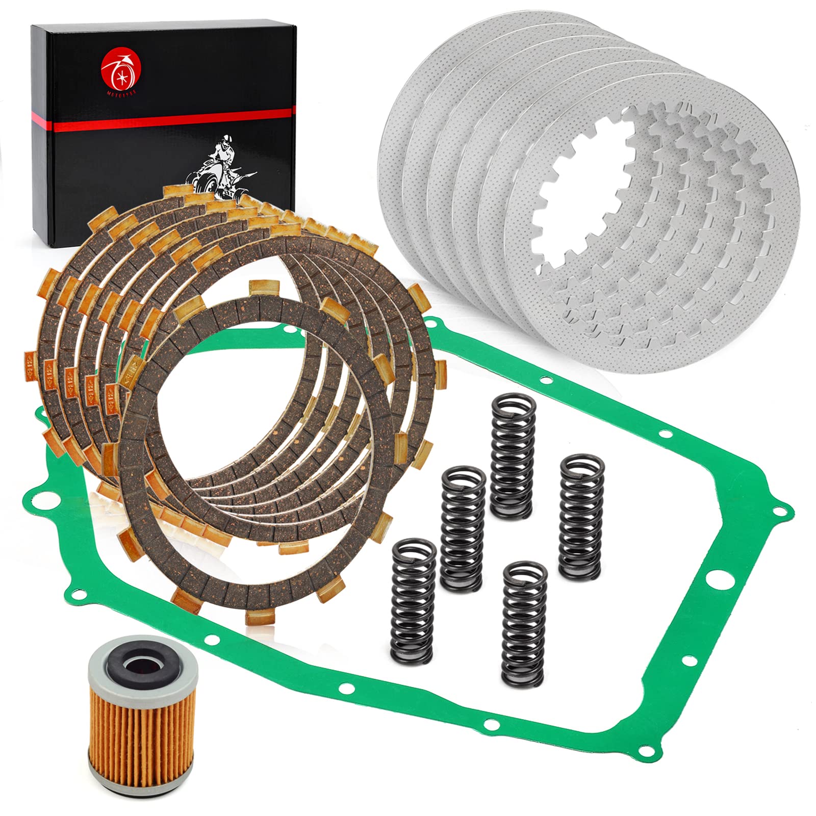 Clutch Kit & Heavy Duty Springs Gasket & Oil Filter Compatible with Yamaha Warrior 350 Raptor 350 1987-2013