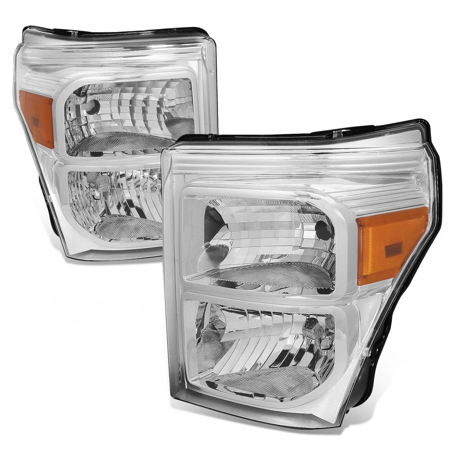 Auto Dynasty Halogen Model Headlights Assembly Compatible With Ford F-250 F-350 F-450 F-550 Super Duty 2011-2016, Driver And Pas