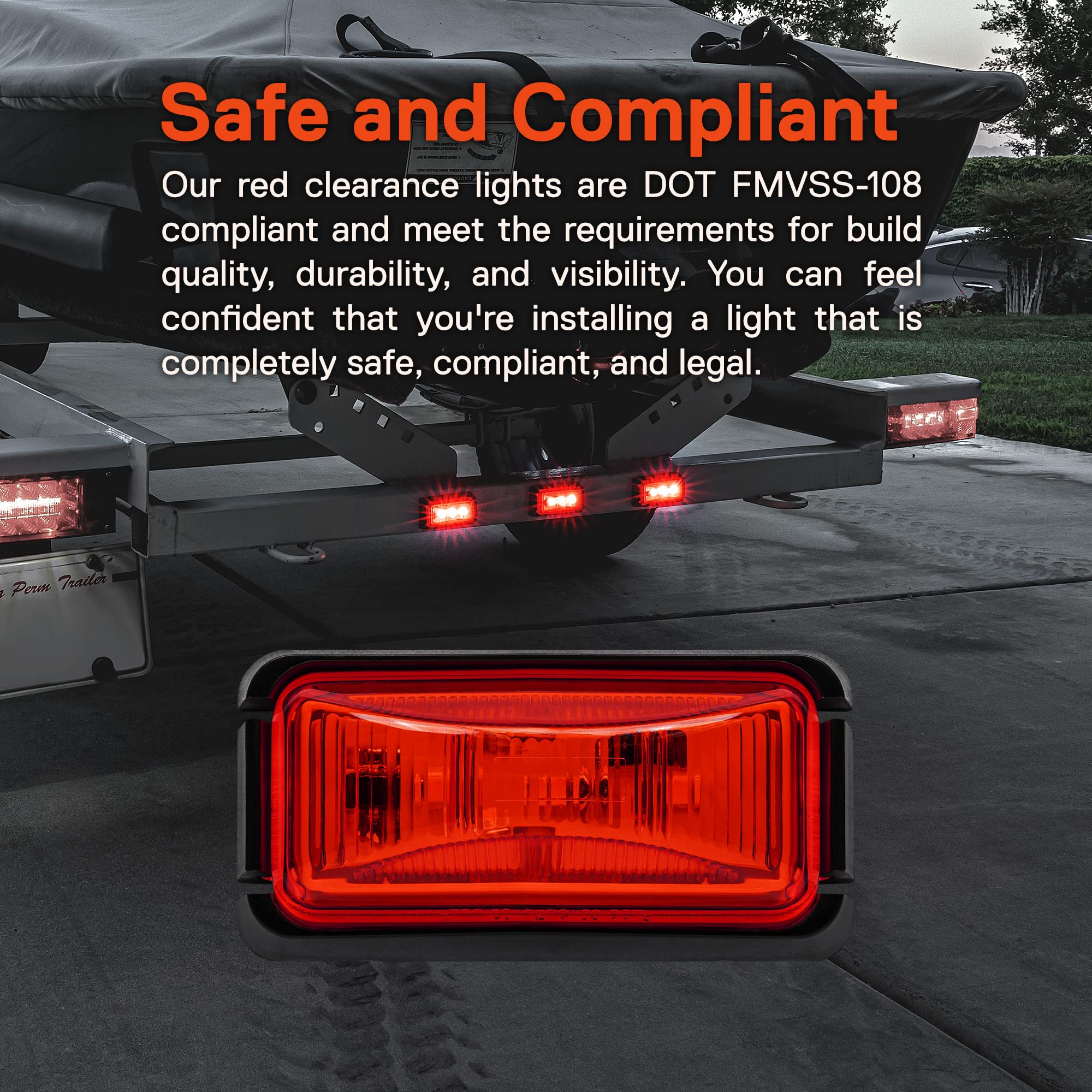 True Mods 2Pc 2.5'' Red Led Trailer Marker Light W/Black Bezel [Dot Fmvss 108] [Sae P2Pc] [Surface Mount] [Waterproof Ip67] Side