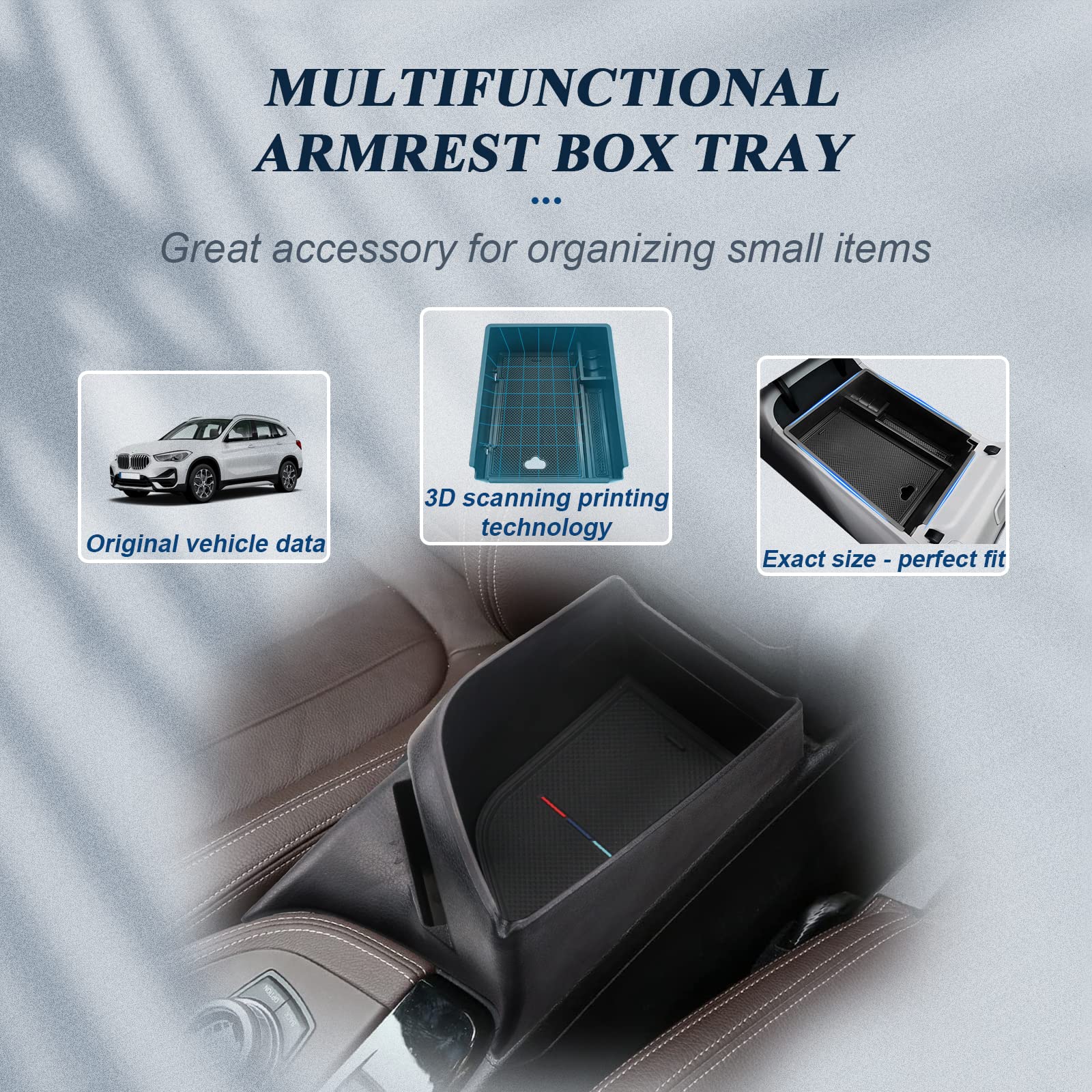 Bbibibo For Bmw X1 F48 Accessories,Center Console Organizer Tray Compatible With 2016 2017 2018 2019 Bmw X1 F48 2019 X2 F39 Inse