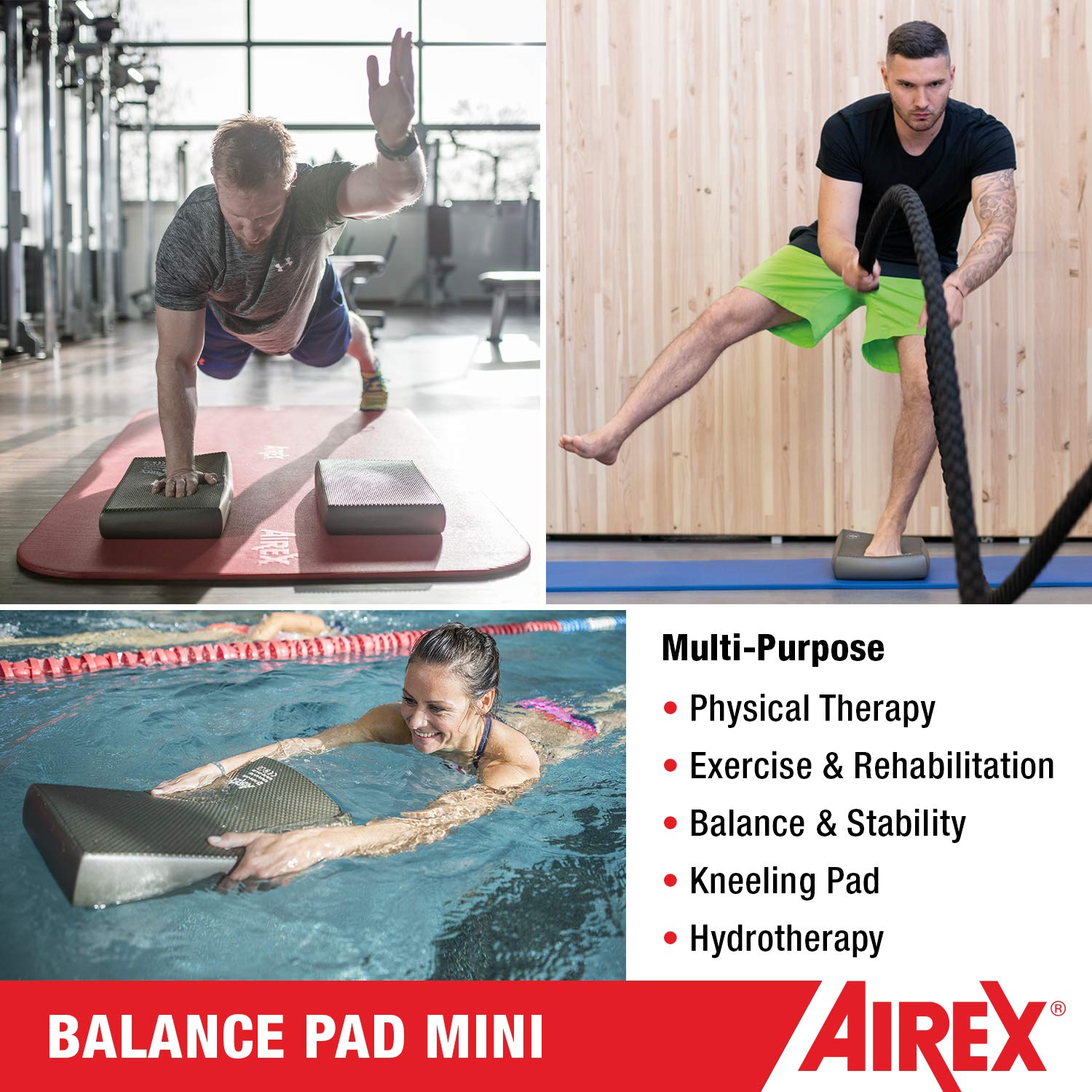 AIREX Balance Pad - Mini Foam Exercise Mat for Yoga, Pilates, Stability, Lava, Model 05-63003