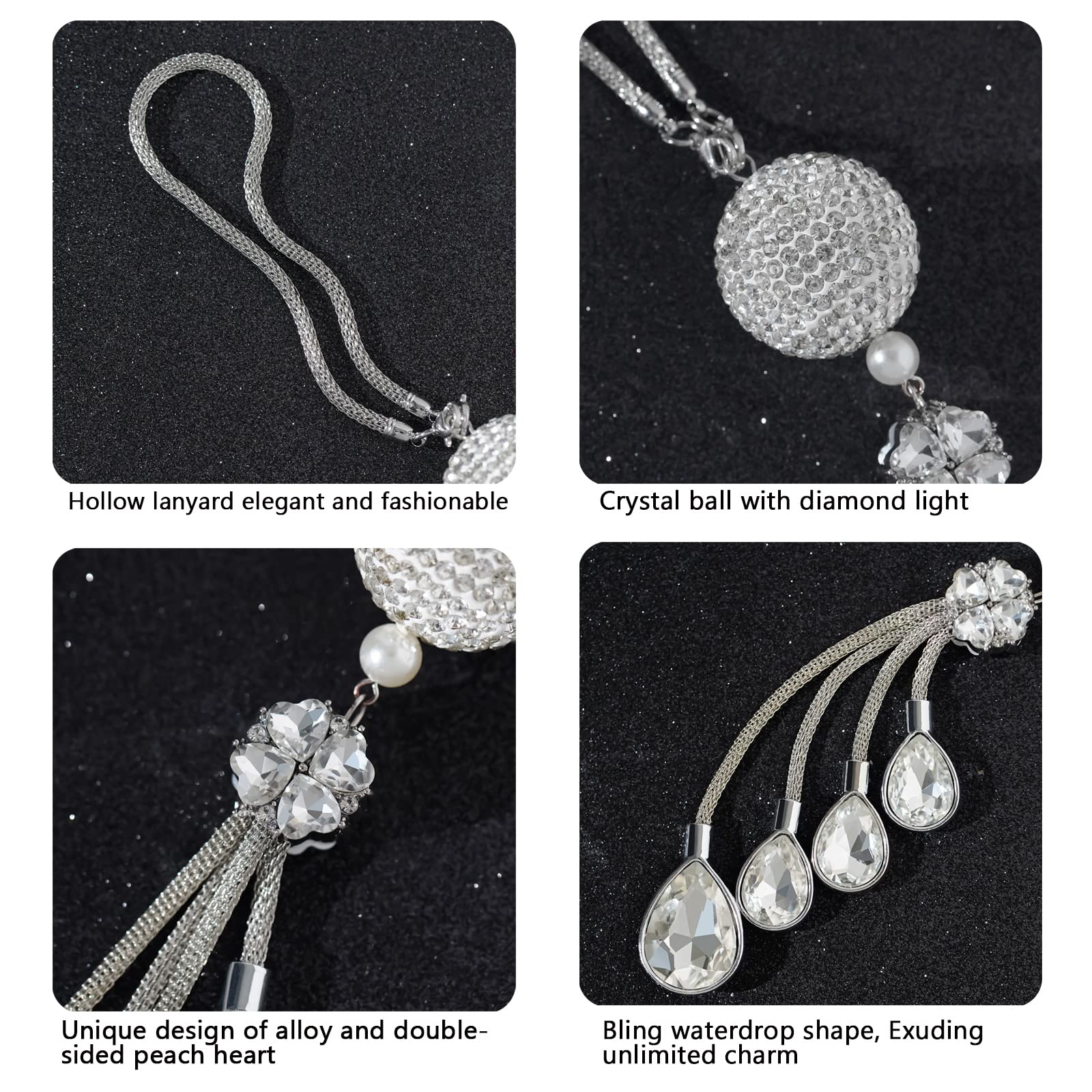 Bling Car Accessories For Women And Man,Cute Decor Women,Lucky Crystal Sun Catcher Ornament,Rear View Mirror Ball Charm (30 Mm Clear) (White)