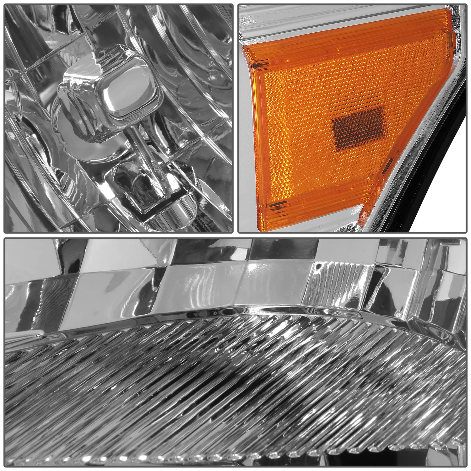 Dna Motoring Hl-Oh-Fsu13-Ch-Am Chrome Amber Headlights Replacement Compatible With 11-16 F-250 / F-350 / F-450 / F-550 Super Dut