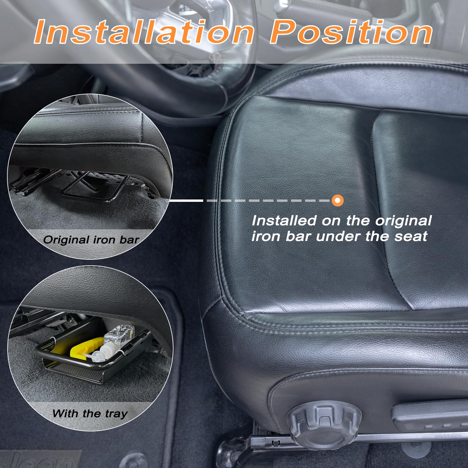 JKCOVER Under Seat Storage Organizer Tray for Jeep Wrangler JL/JLU & Gladiator JT, 2018-2025, 1PC - Patented Design