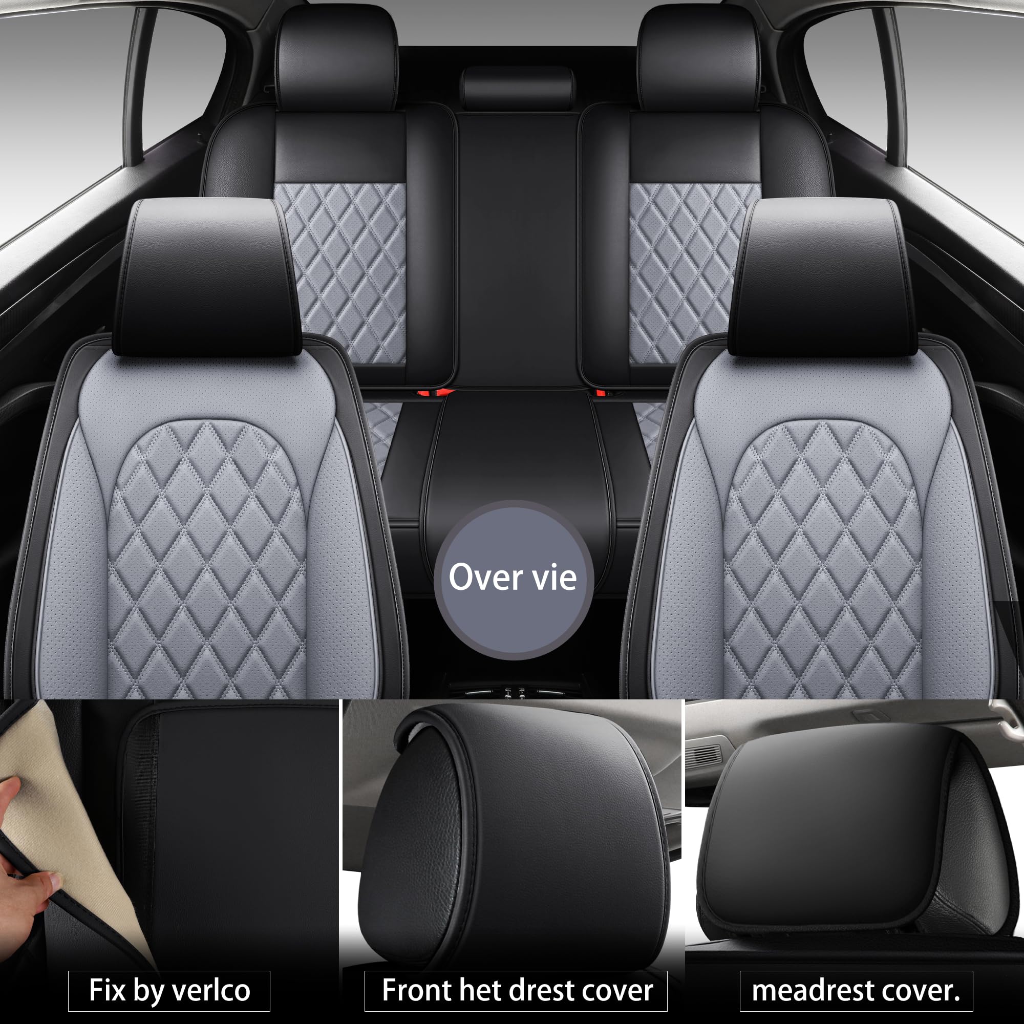 LINGVIDO Waterproof Leather Car Seat Cover, Universal Fit Front Seat Protector for Cars & SUV Trucks - Automotive Seat Covers Fu