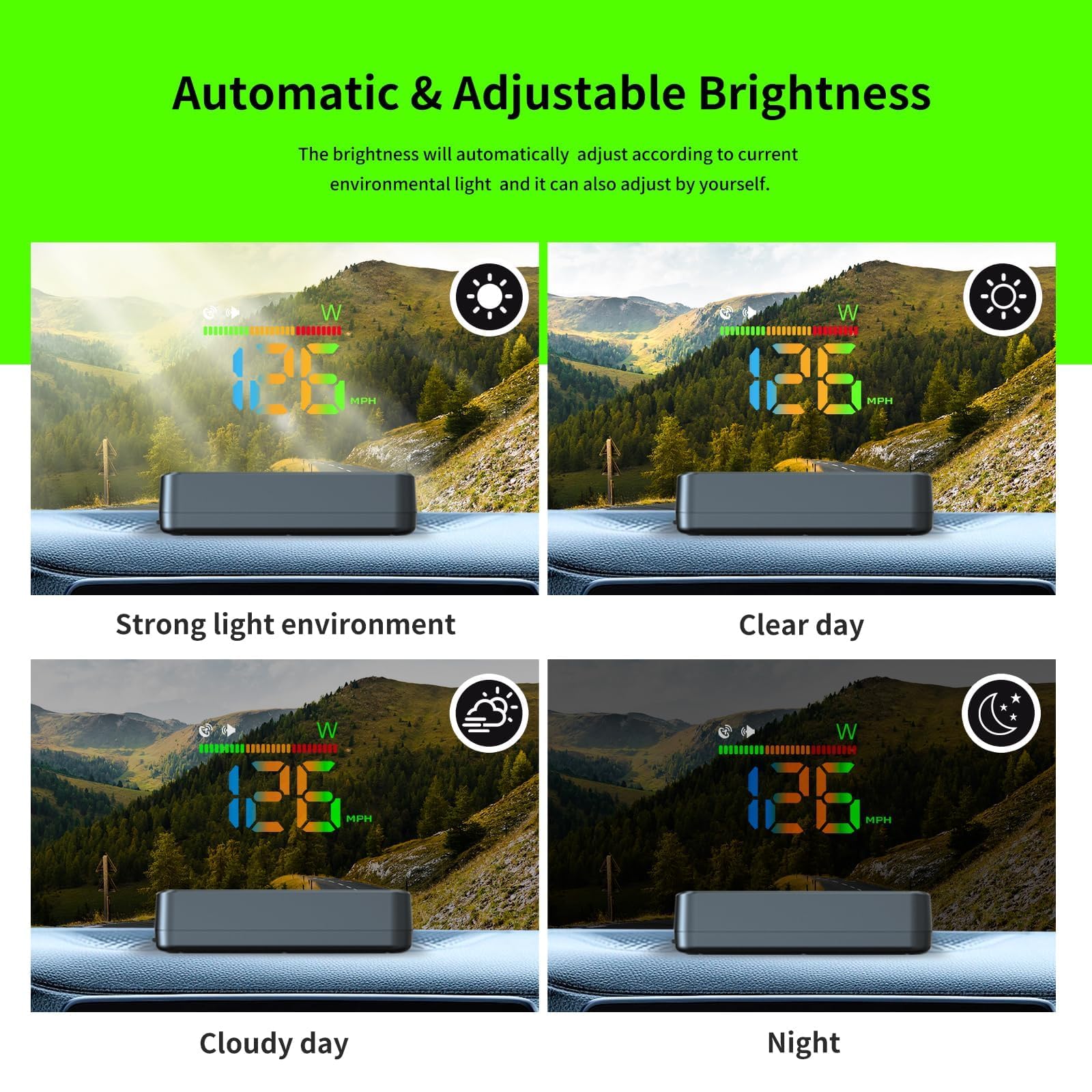 AZIJYV Heads Up Display for Cars, Car HUD H4, GPS Speedometer, First Colorful, Large Font Digital Speedometer GPS with Speed, Co