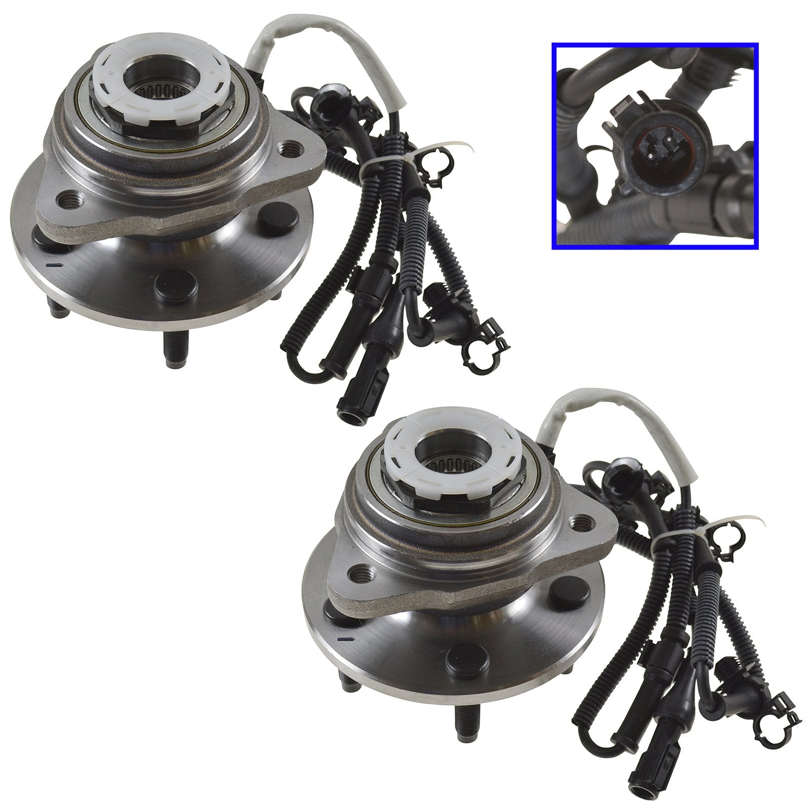 TRQ Front Wheel Hub Bearings Assembly Set for 1998-2000 Ford Ranger & Mazda B4000, Steel, Model BHA53330