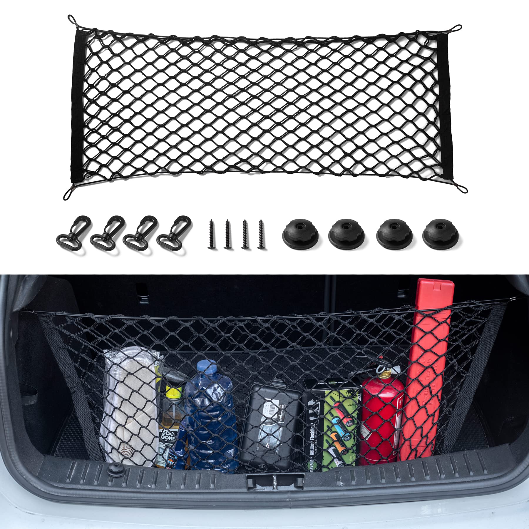 Amiss 2 Packs Cargo Net Stretchable. Adjustable Elastic Trunk Storage Net With Hook For Suvs, Cars And Trucks(43.3X15.8 Inch)