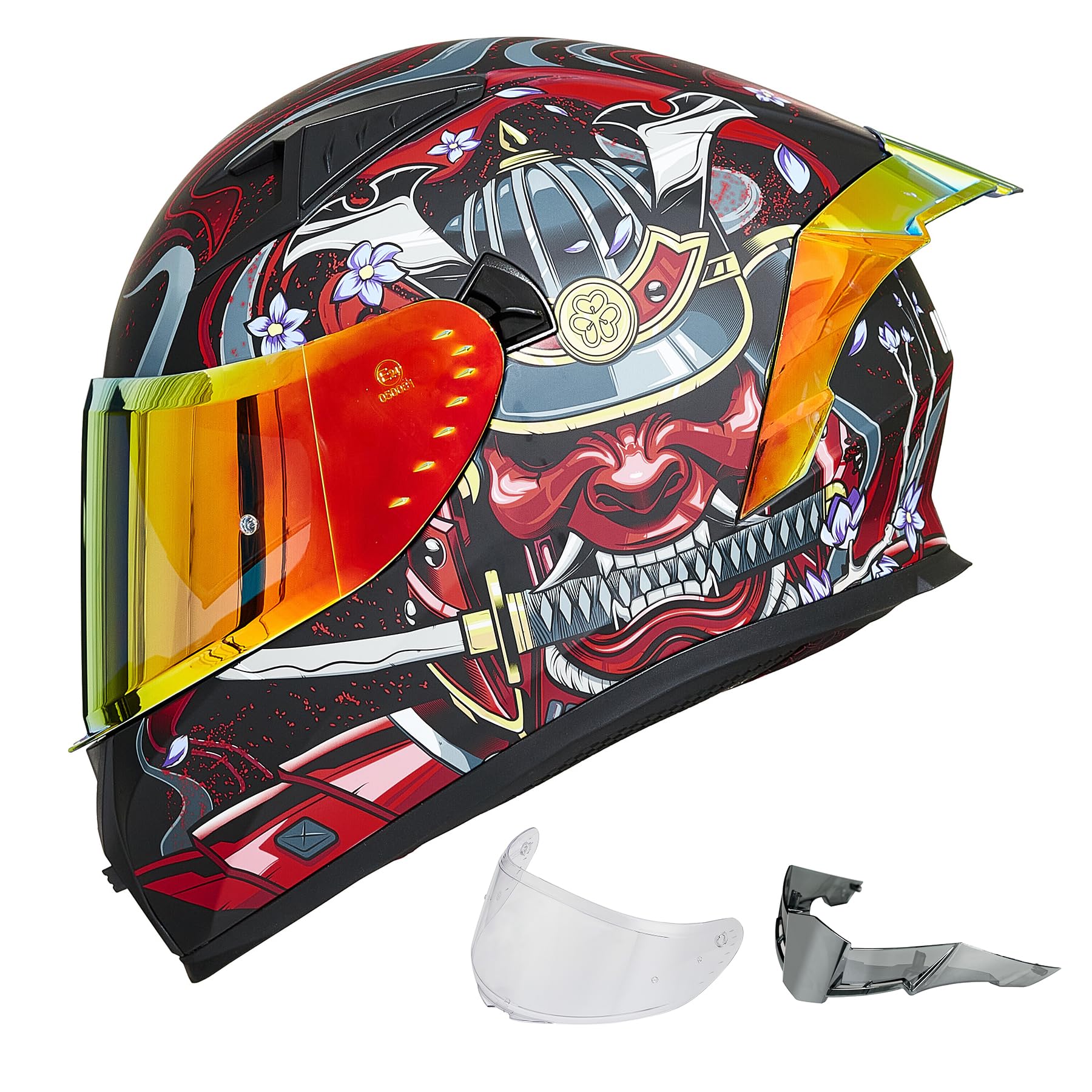Ilm Motorcycle Helmet Full Face With Pinlock Compatible Clear&Tinted Visors And Fins Street Bike Motocross Casco Dot Model Z501(Armor Red, X-Large)