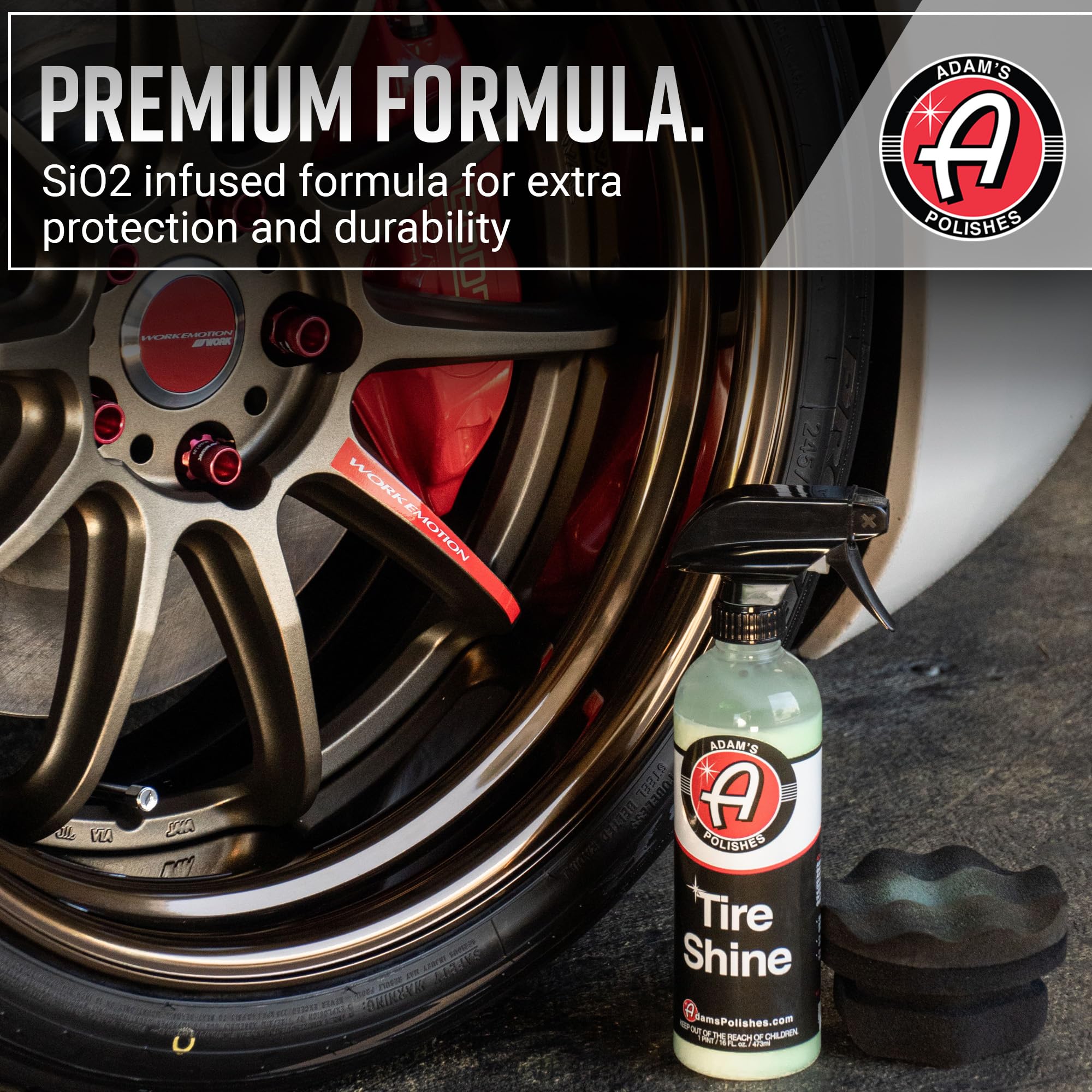 Adam'S Polishes Tire Shine Gallon - Spray Tire Dressing W/ Sio2 For Non Greasy Car Detailing |Use W/Tire Applicator After Tire C
