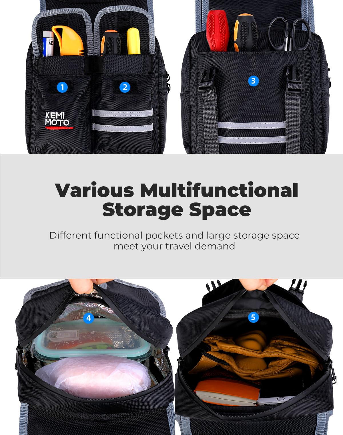 KEMIMOTO ATV Tank Bag - Water-resistant Cooler for All Terrain Vehicles, One Size, Black, Model UTVB0113