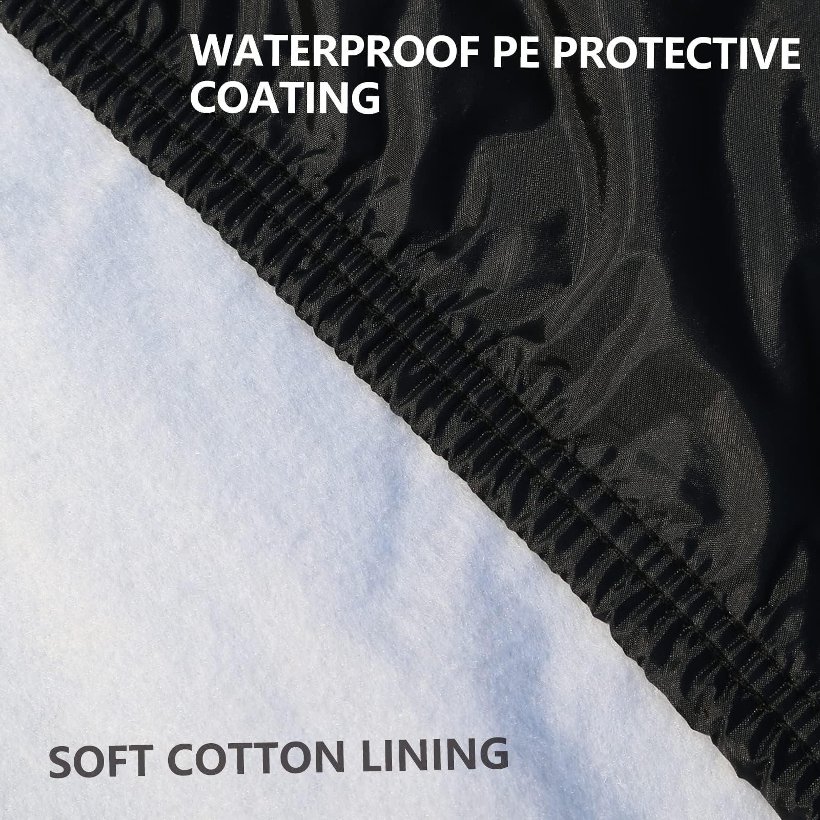 Tecoom Waterproof Car Cover for Sedan 191"-200", UV Protection, Windproof, Black with Cotton Backing, Model 190T BLACK-3XXL