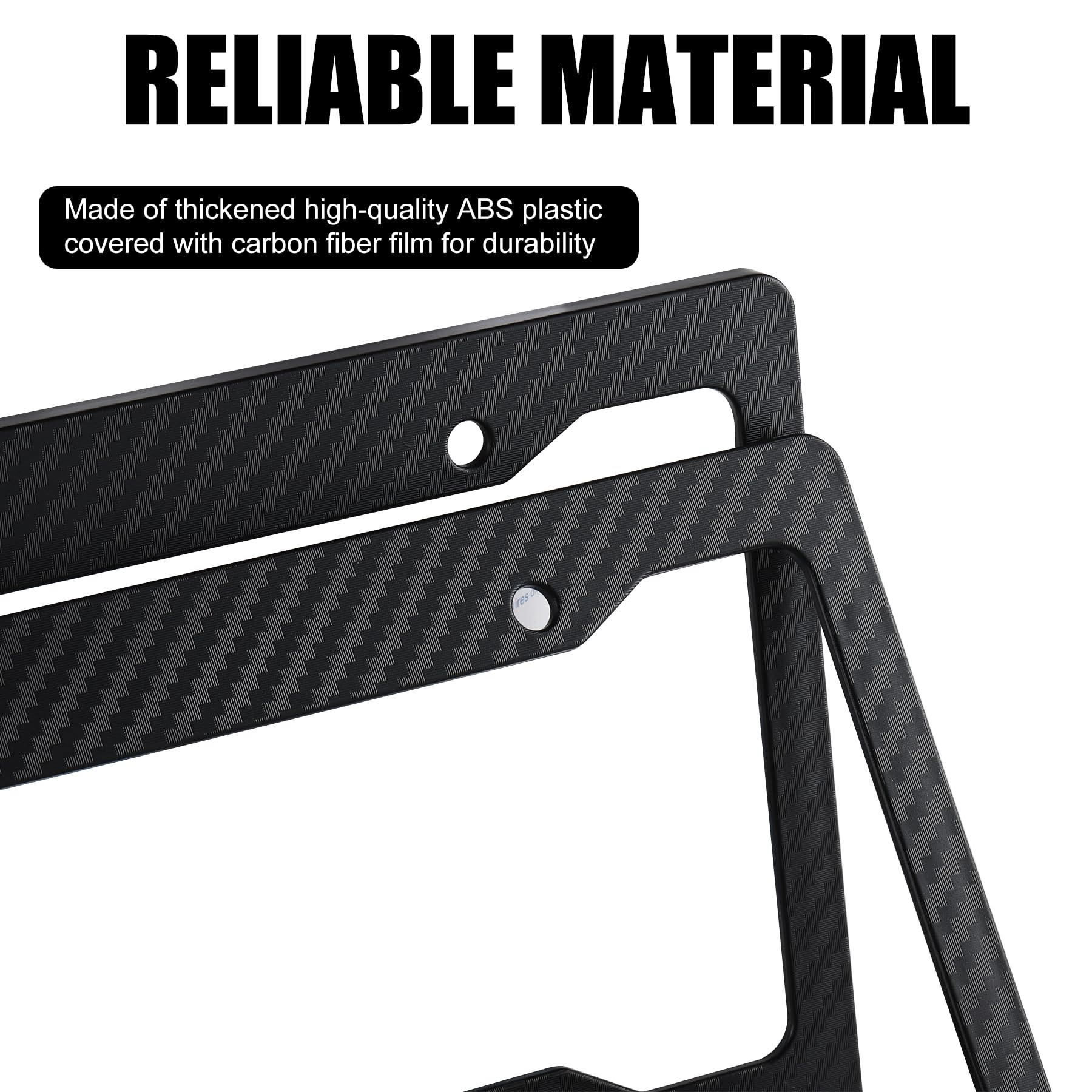 Alpmosn 2Pcs Black Carbon Fiber License Plate Frames, Car Tag Cover With Fasteners And Screws, Car Exterior Accessories, 4 Hole