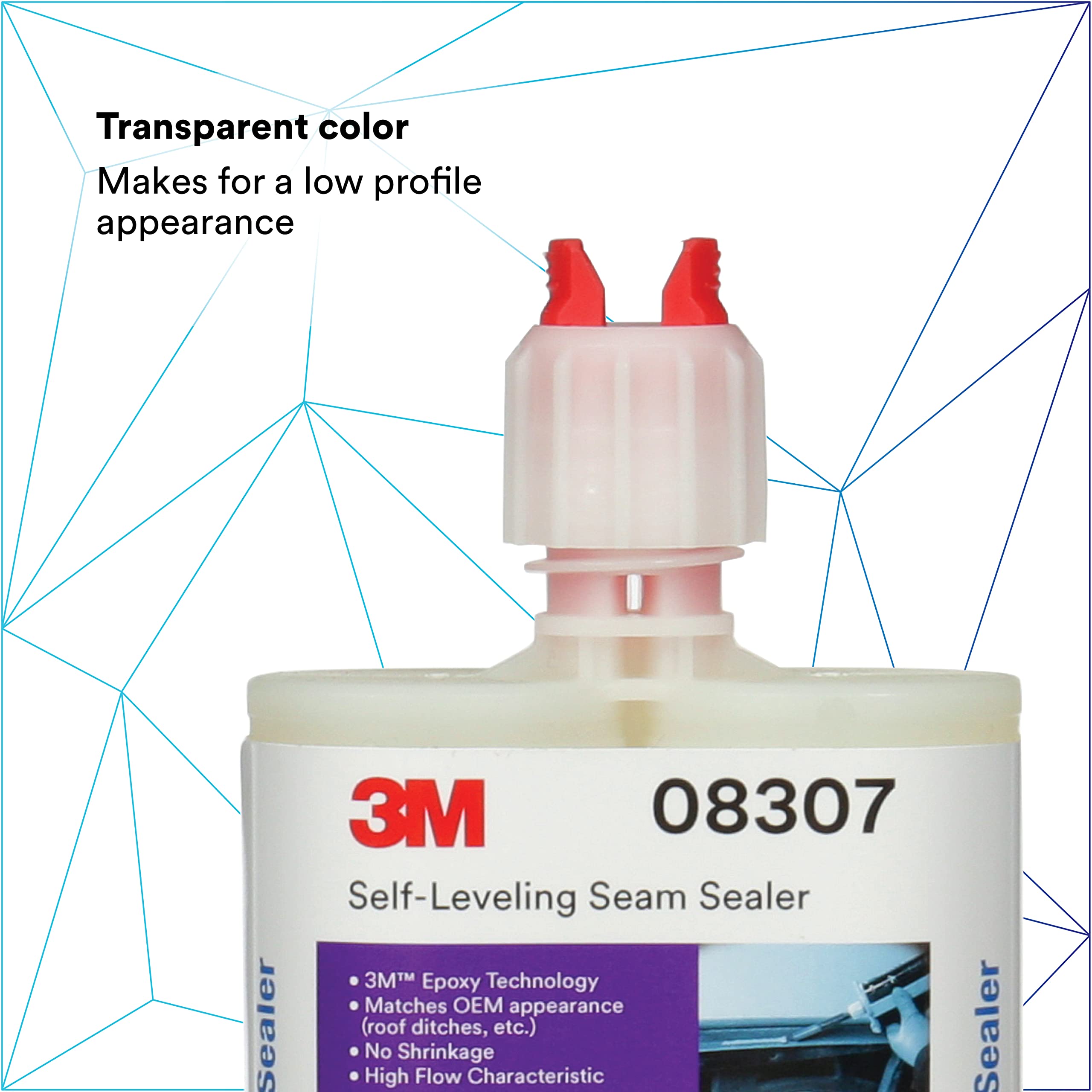 3M Self-Leveling Seam Sealer, Quick-Curing Epoxy, 200 mL, Clear, Model 08307