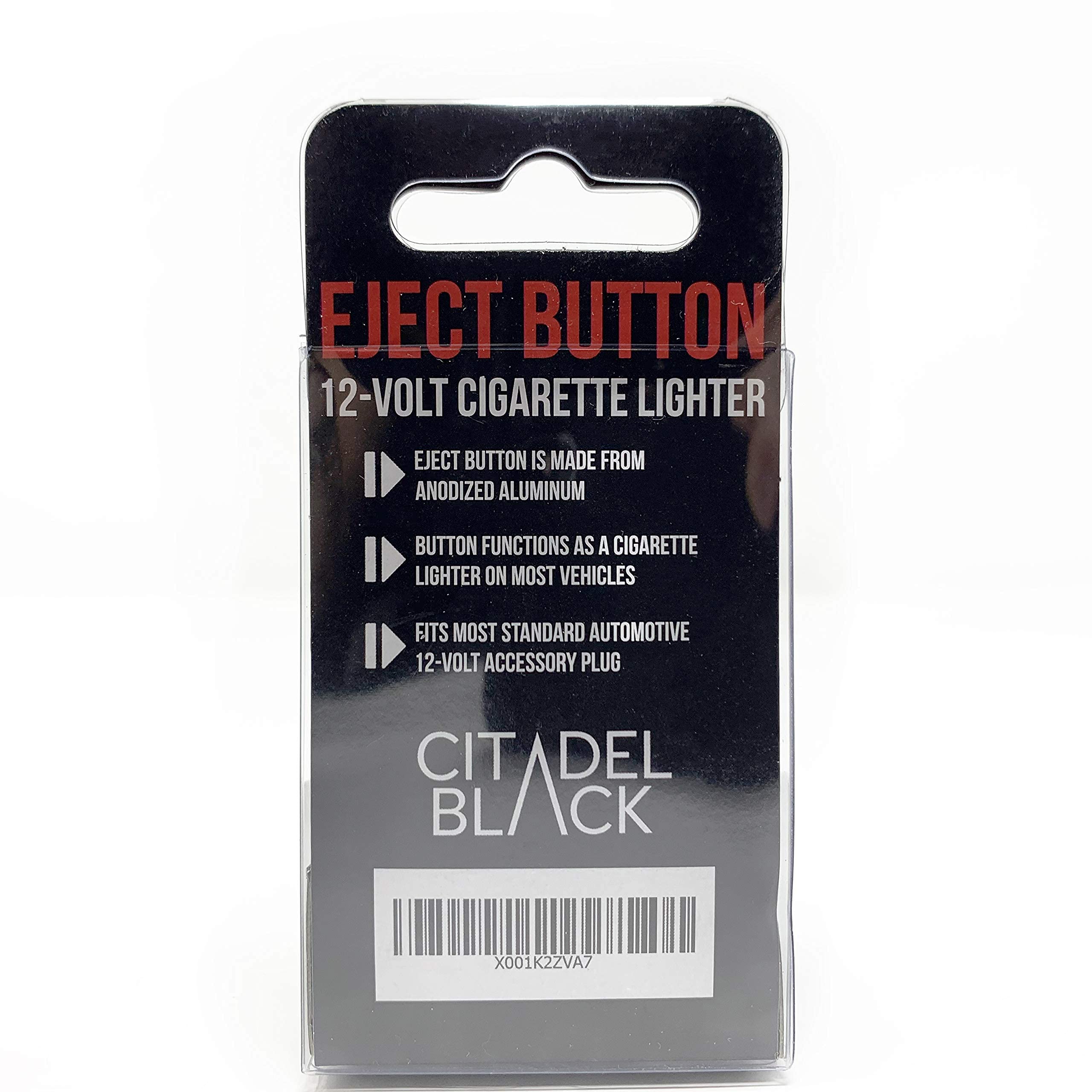 Eject Button Car Cigarette Lighter By Citadel Black - Anodized Aluminum, 12-Volt Replacement Accessory, Fits Most Vehicles, Sock