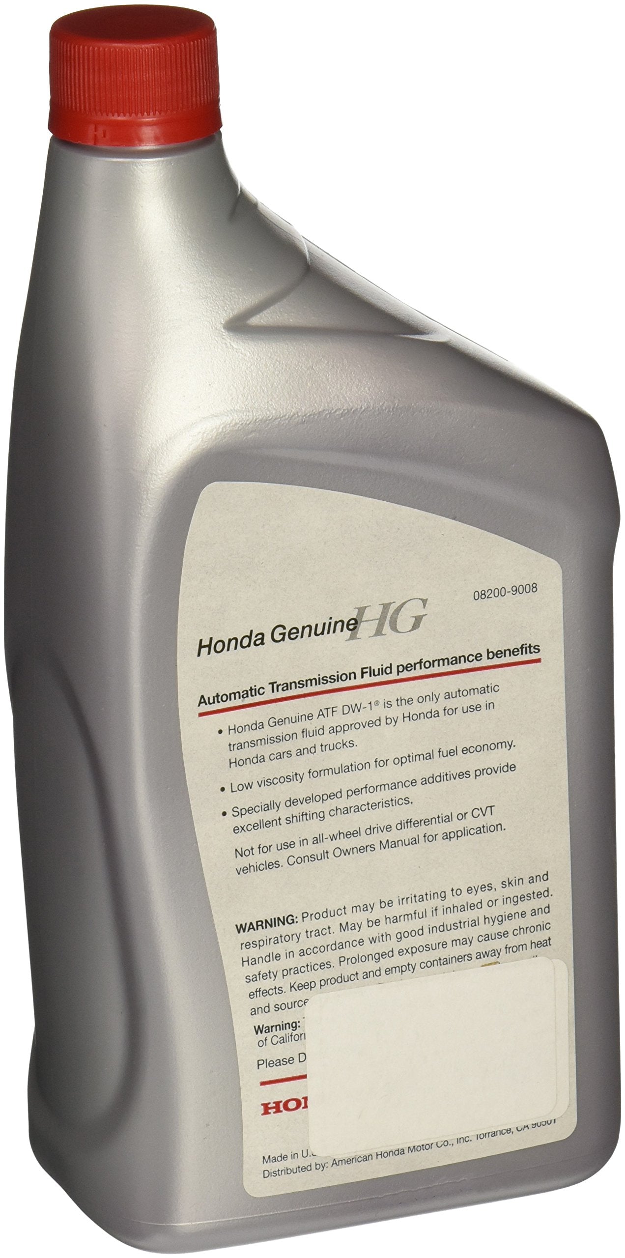 Honda ATF DW1 Automatic Transmission Fluid - 1 Quart, Pack of 6, Oil, Model 08200-9008