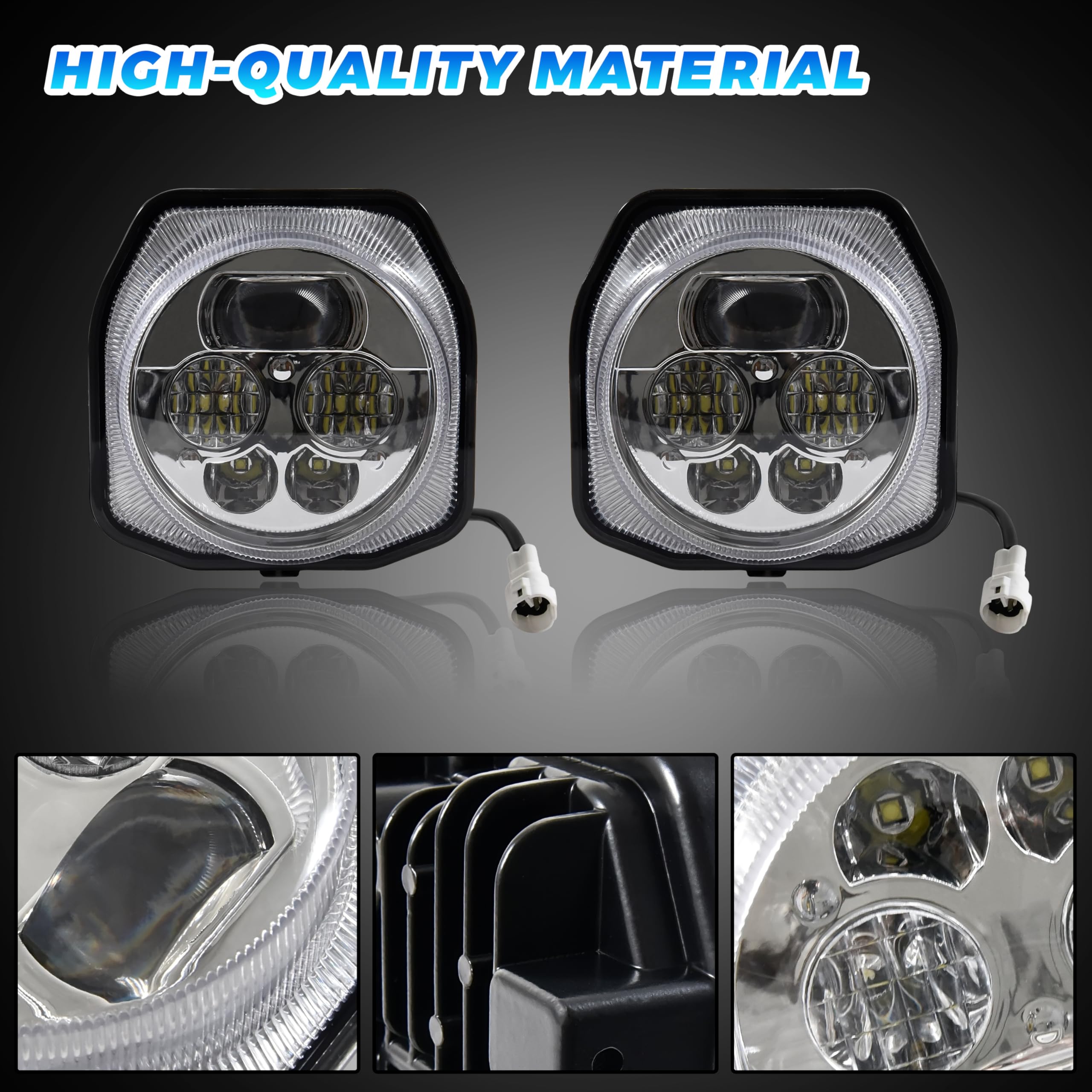 SAUTVS LED Headlights for Yamaha YXZ 1000R & Wolverine X2/X4, High Low Beam, Blue, 2PCS, Replace #2UD-84300-00-