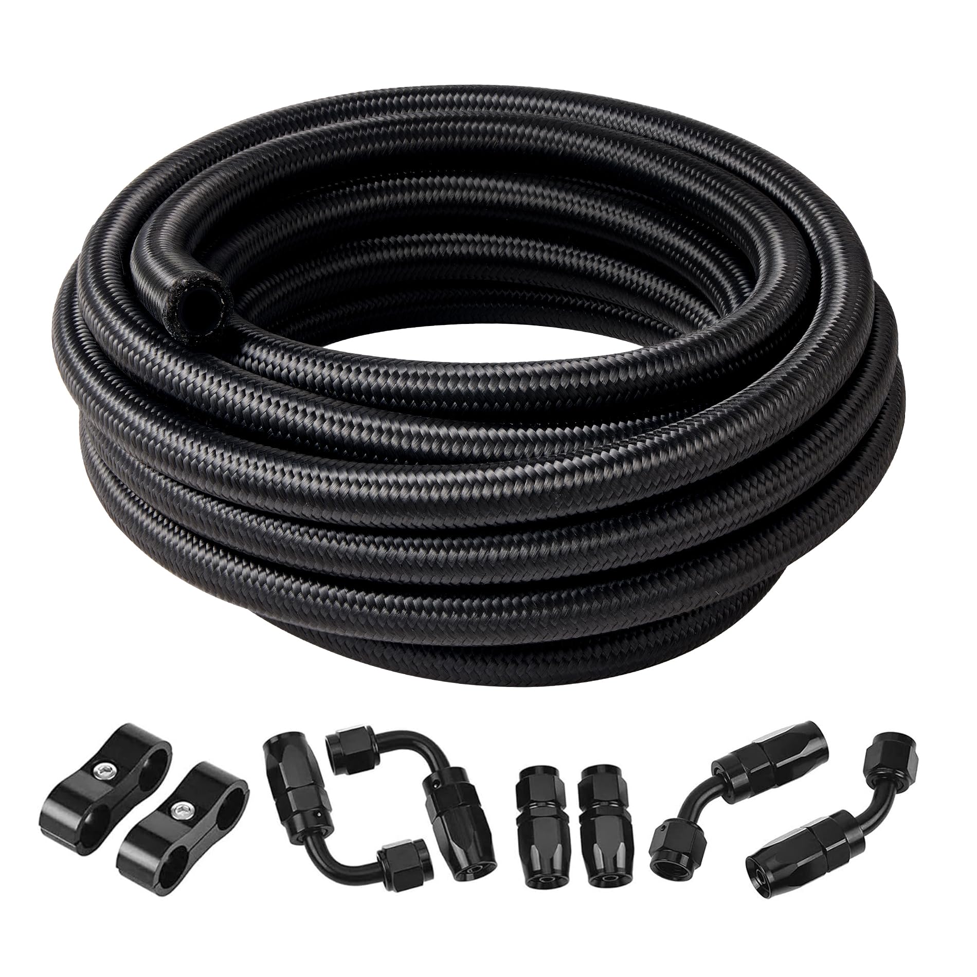 EVIL ENERGY 12AN Fuel Line Kit,AN12 Braided Nylon Fuel Hose CPE 10FT Black