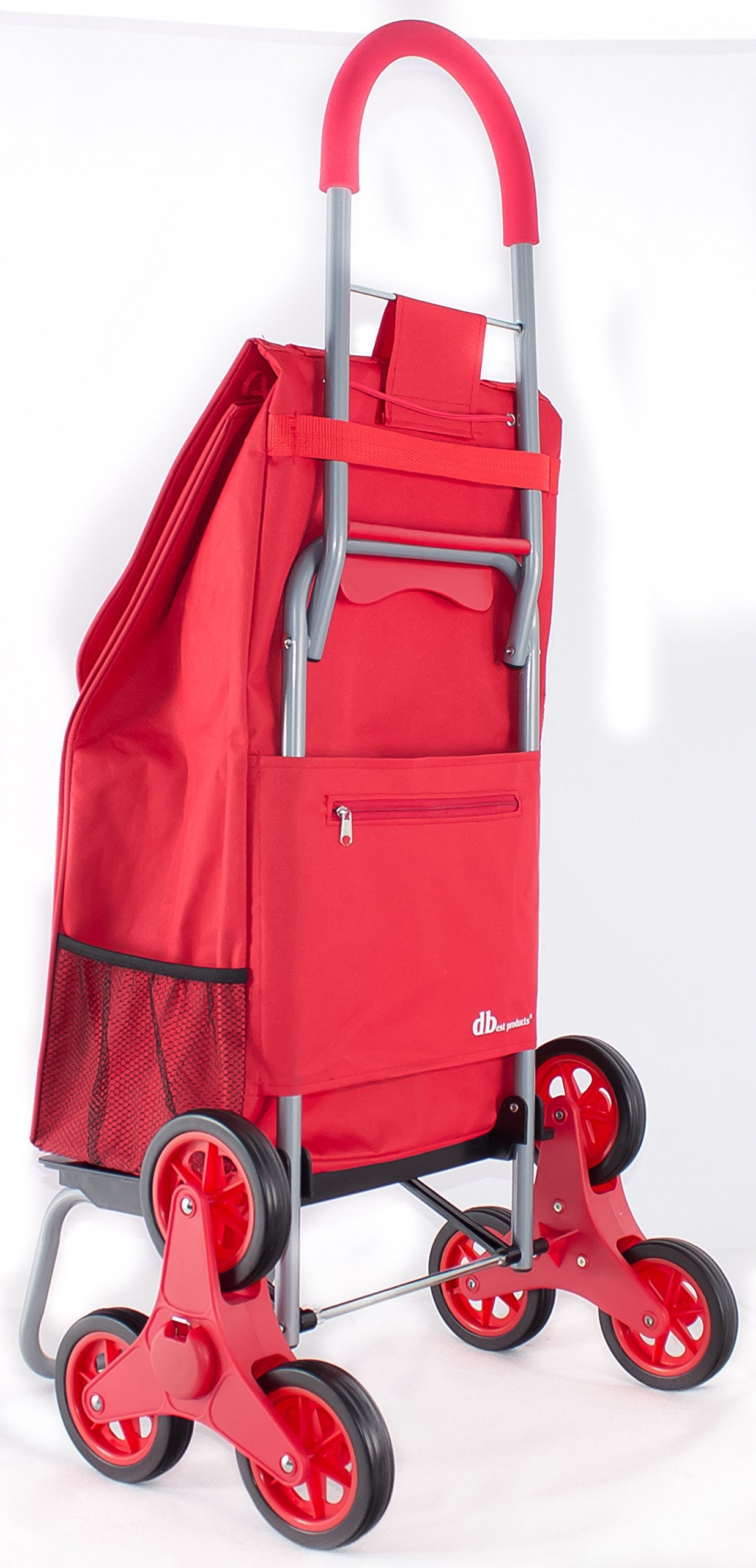 Dbest Products Stair Climber Trolley Dolly Folding Grocery Cart 3 Wheels Heavy Duty Shopping Hand Truck Made For Condos Apartmen