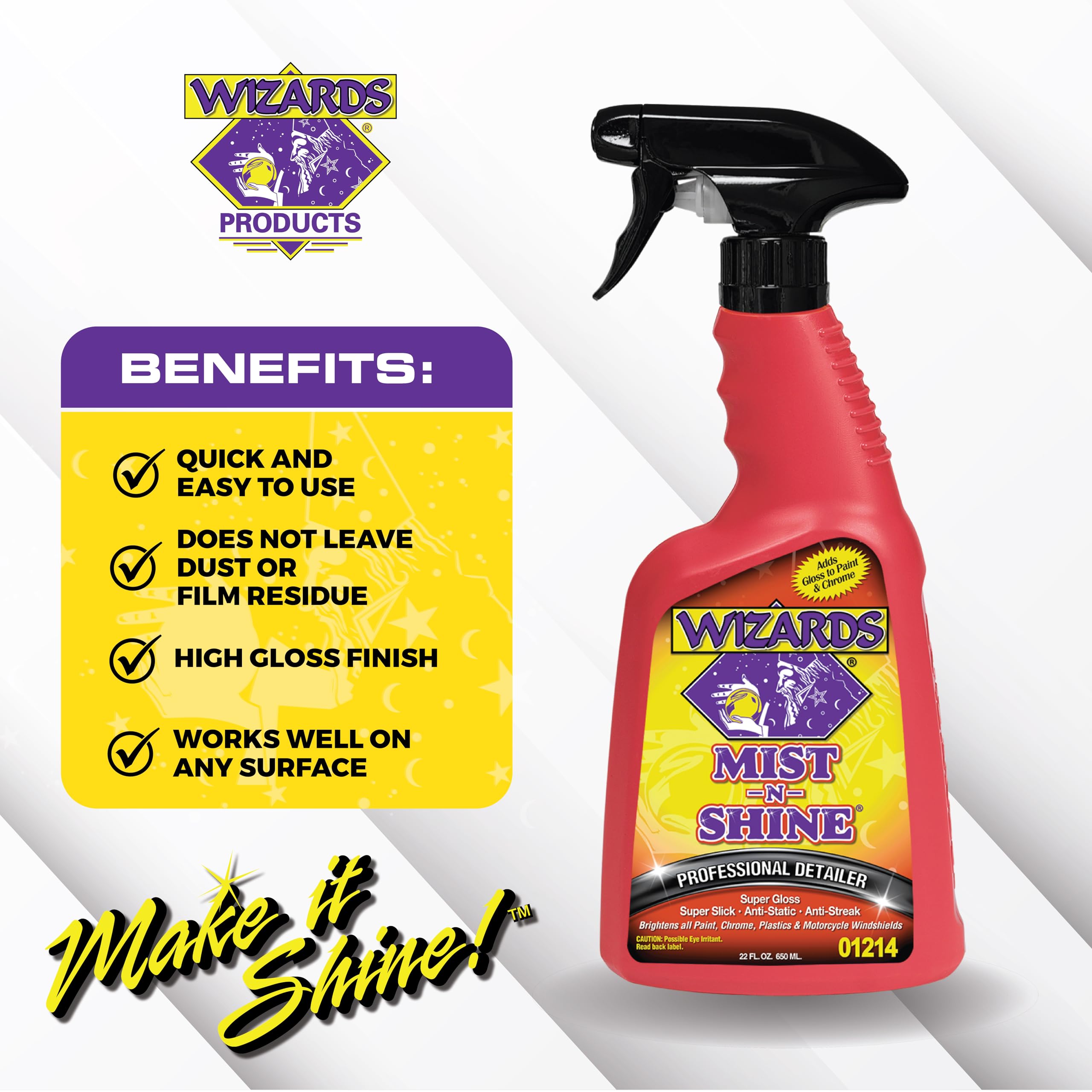 Wizards Motorcycle Cleaning Kit - 66 Fl Oz, Silicone, Quick Detailer Spray, Bug Remover, Portable 5 pc Set, Model 72005