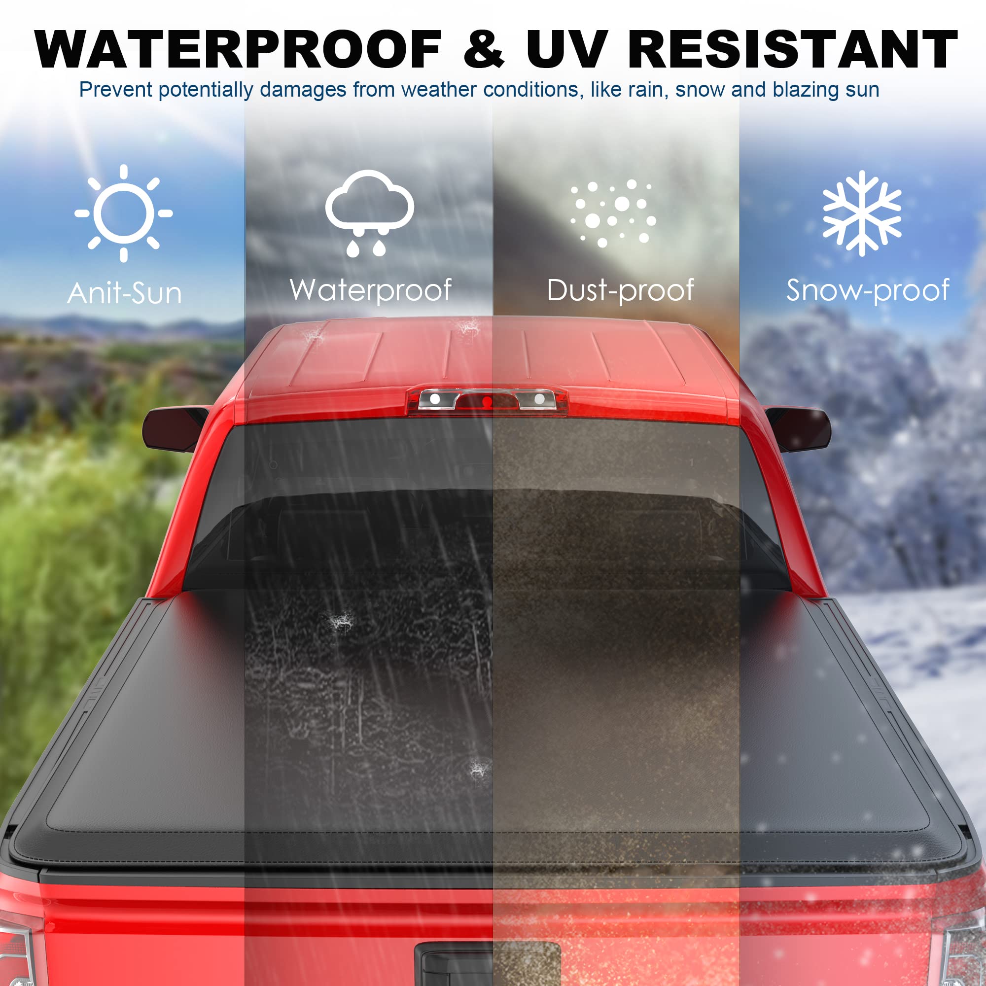 Mostplus Roll-Up Soft Vinyl Truck Bed Tonneau Cover Compatible With 2015-2024 2025 Chevrolet Colorado/Gmc Canyon 5'2'' Ft Bed 61