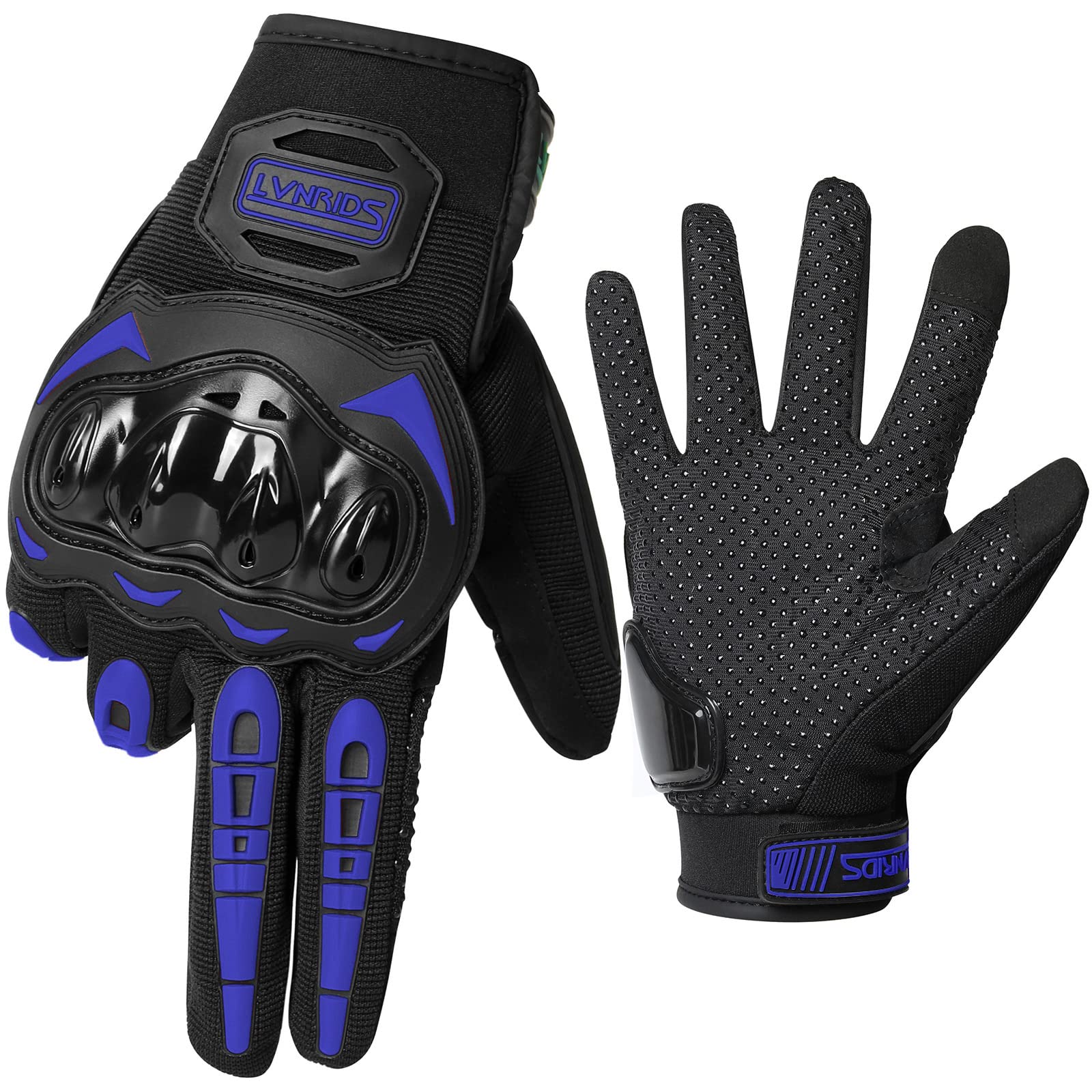 Lvnrids Motorcycle Gloves For Men Full Finger Touchscreen Racing Motorbike Gloves For Bmx Atv Mtb Riding Racing Cycling Blue M