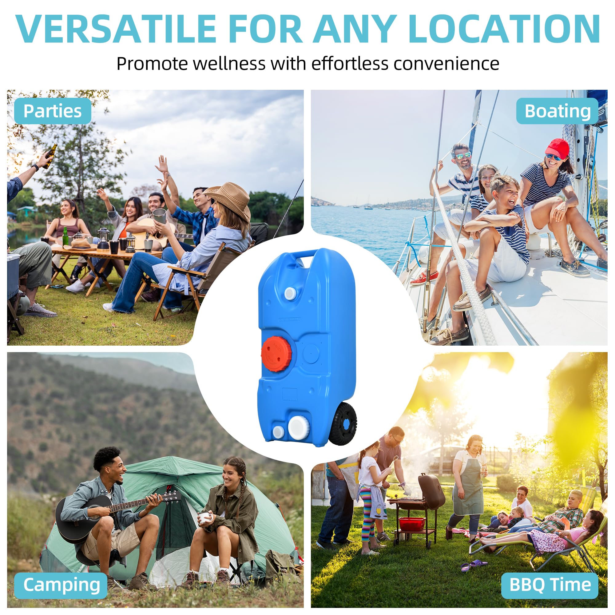 YITAMOTOR Portable Water Tank 40L, HDPE+PP, Blue, Solid Handle & Large Wheels for Efficient Water Management, Model MAYIMVGNt1