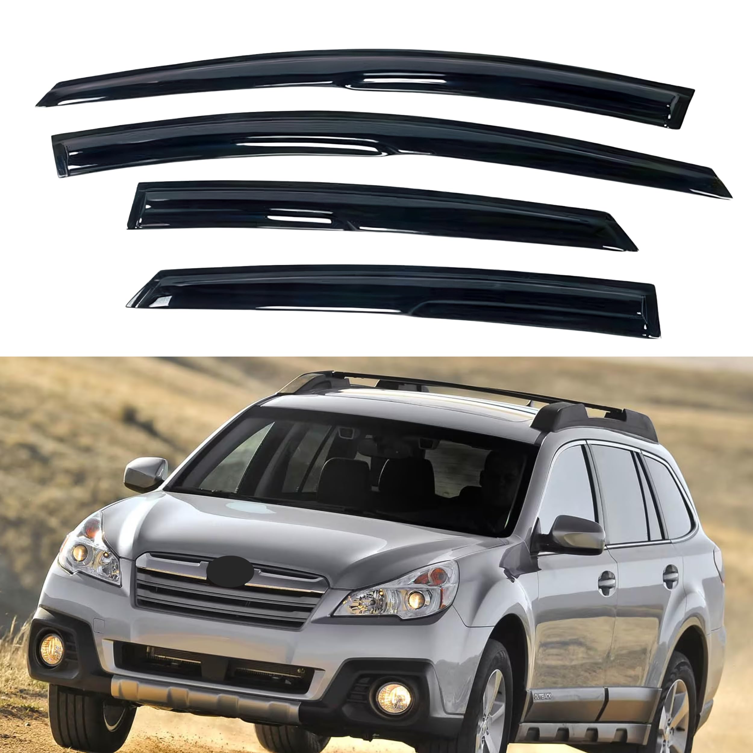 Ig Window Visor For Subaru Outback 2010-2014, Rain Guard Tape-On Extra Durable Sun Wind Side Vent Window Deflector Mugen Style,