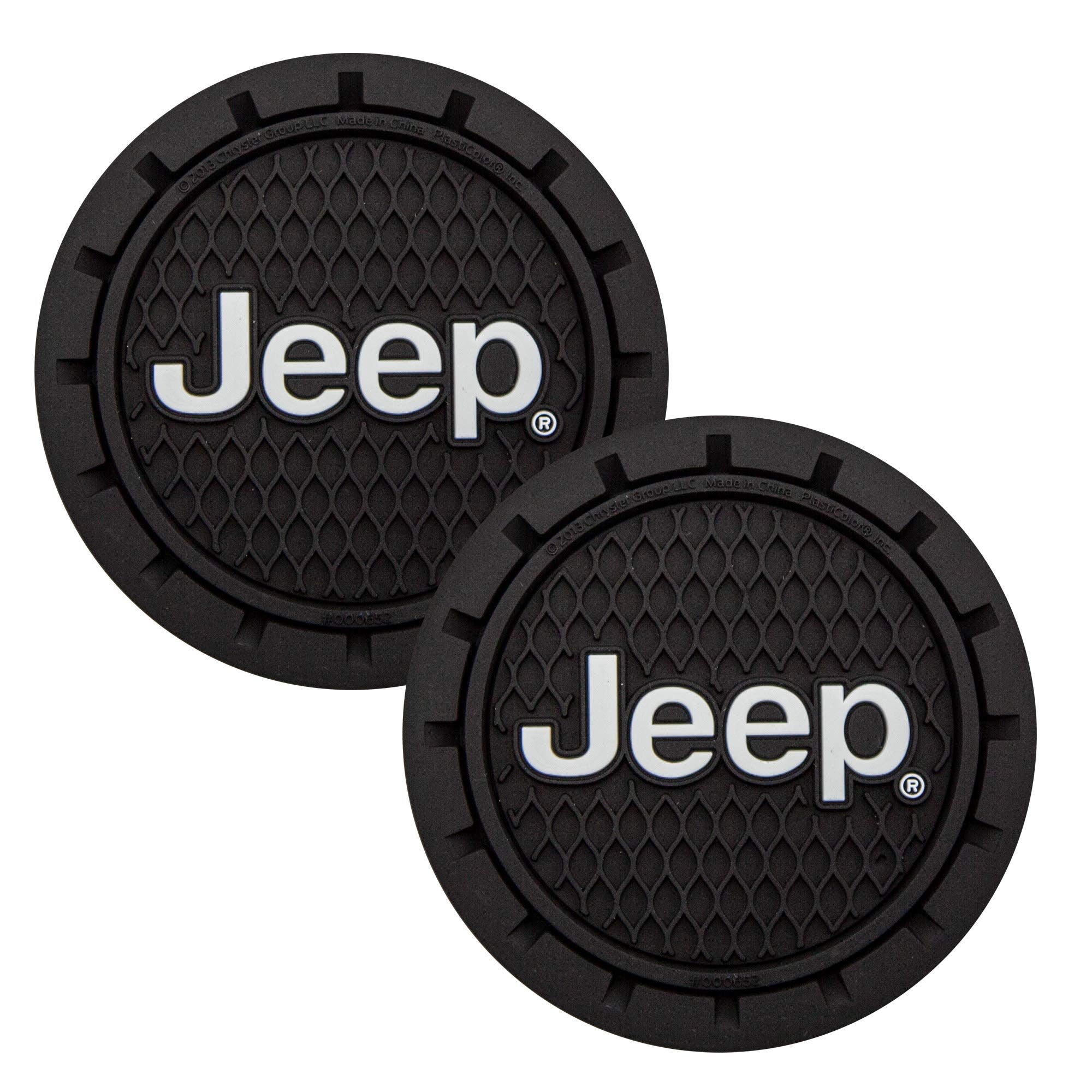 Plasticolor 000652R01 Jeep Logo Auto Car Truck Suv Cup Holder Coaster 2-Pack , Black