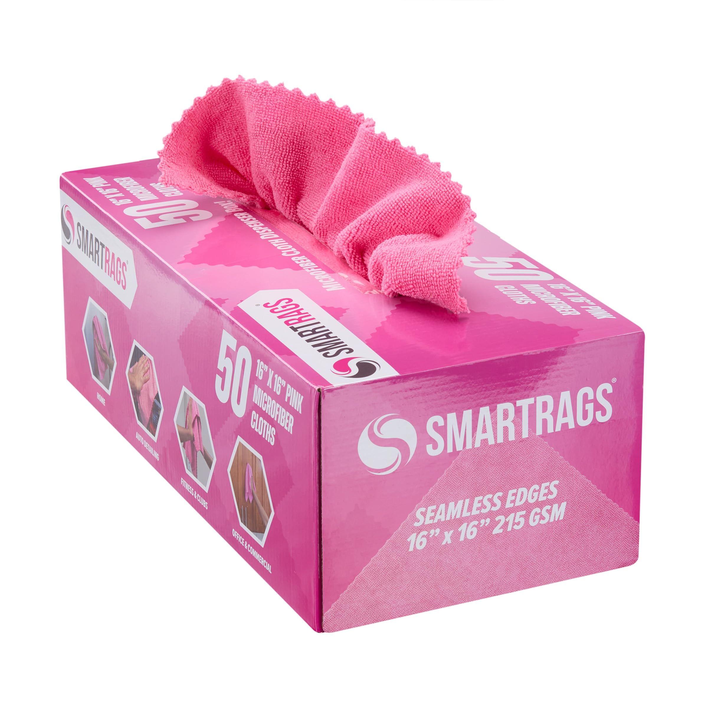 Arkwright Smart Rags Microfiber Cleaning Cloths, Pack of 50 in a Box, Lint Free 215 GSM Reusable Towels for Auto, Office and Hou